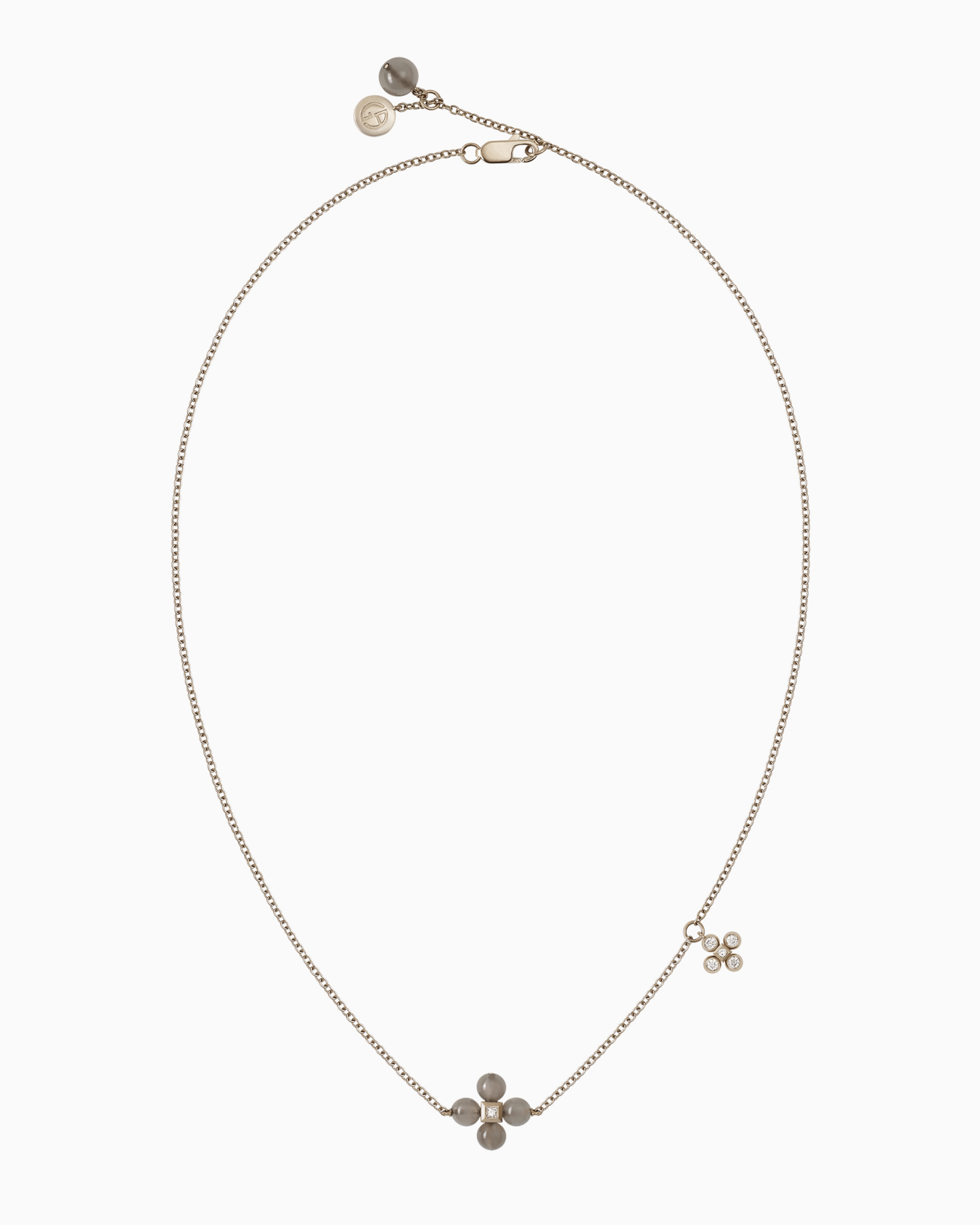 Collier long Gioia en or 18 carats, diamants et pierre de lune Diapositive 0