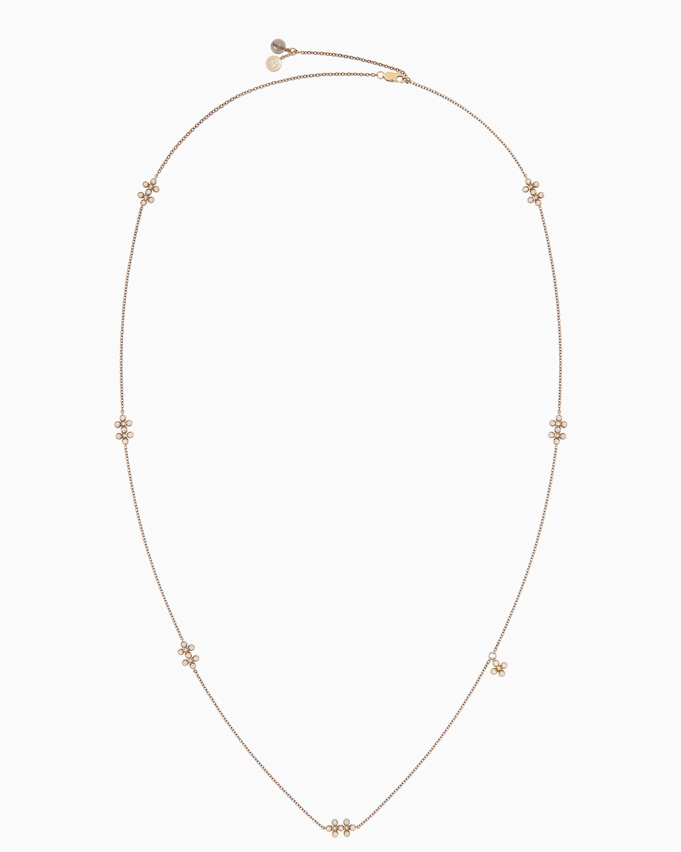 Gioia 18k gold, diamonds and moonstone long necklace Slide 0