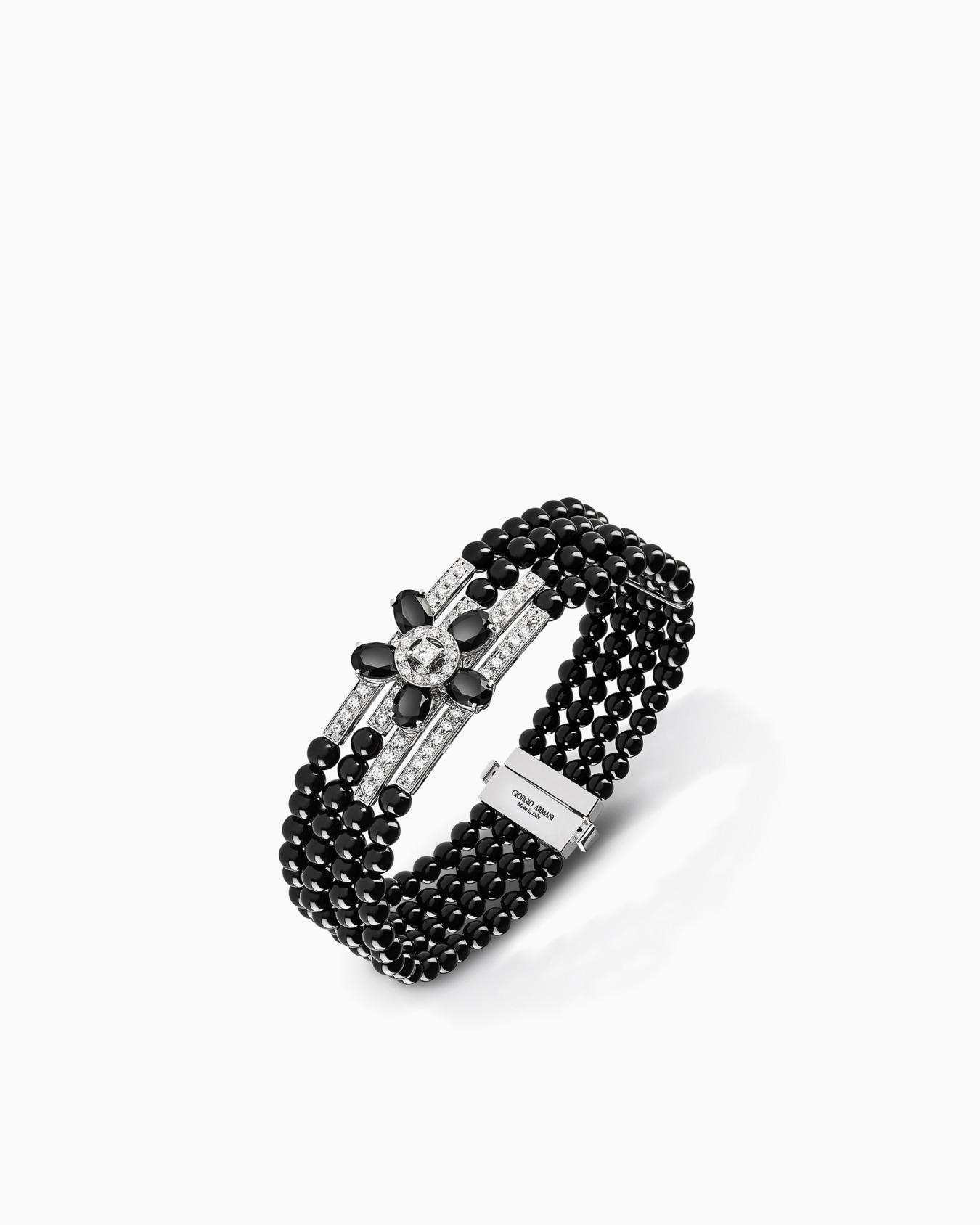 Armreifen der Sì-Reihe aus 18 kt Weißgold Diamanten und Onyx Folie 0