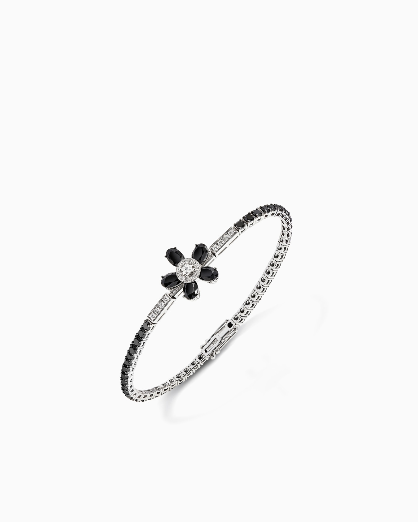 18K white-gold, diamond-and-onyx Sì bracelet Slide 0
