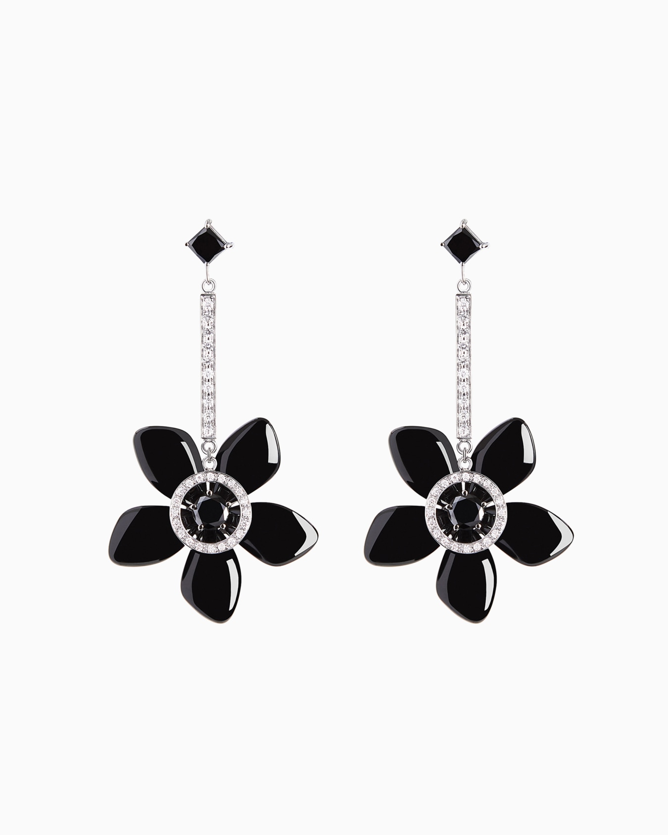 18K white-gold, diamond-and-onyx Sì earrings Diapositiva 0