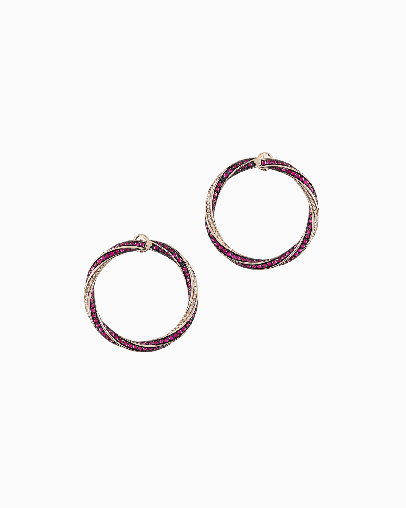 18K white-gold, diamond-and-ruby Circle earrings Diapositiva 0