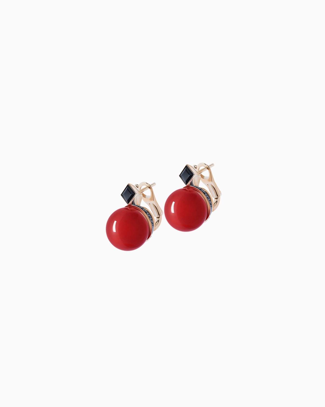 Tamara earrings in 18k gold, sapphires and carnelian Slide 0