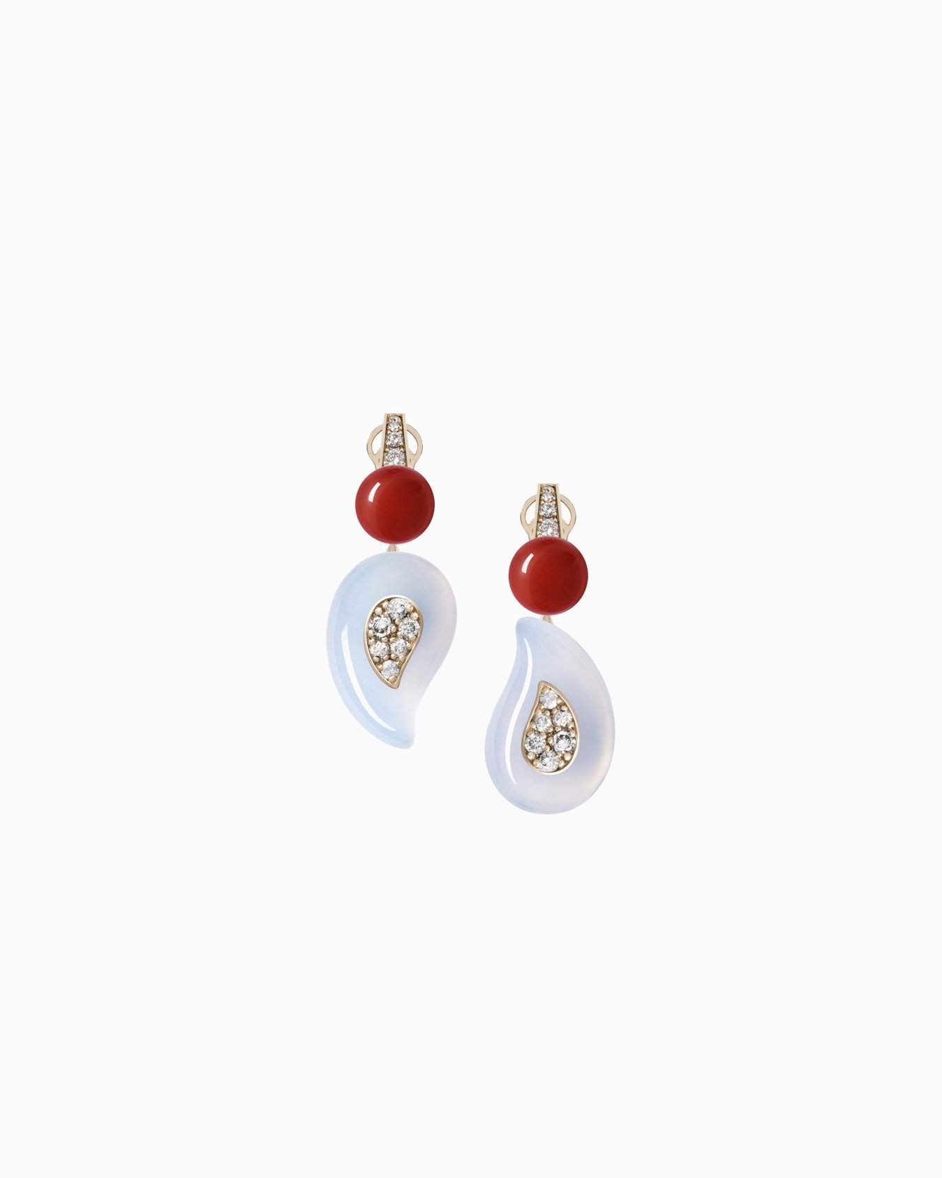 Boucles d’oreilles Josephine en or 18 carats, calcédoine, cornaline et diamants Diapositive 0
