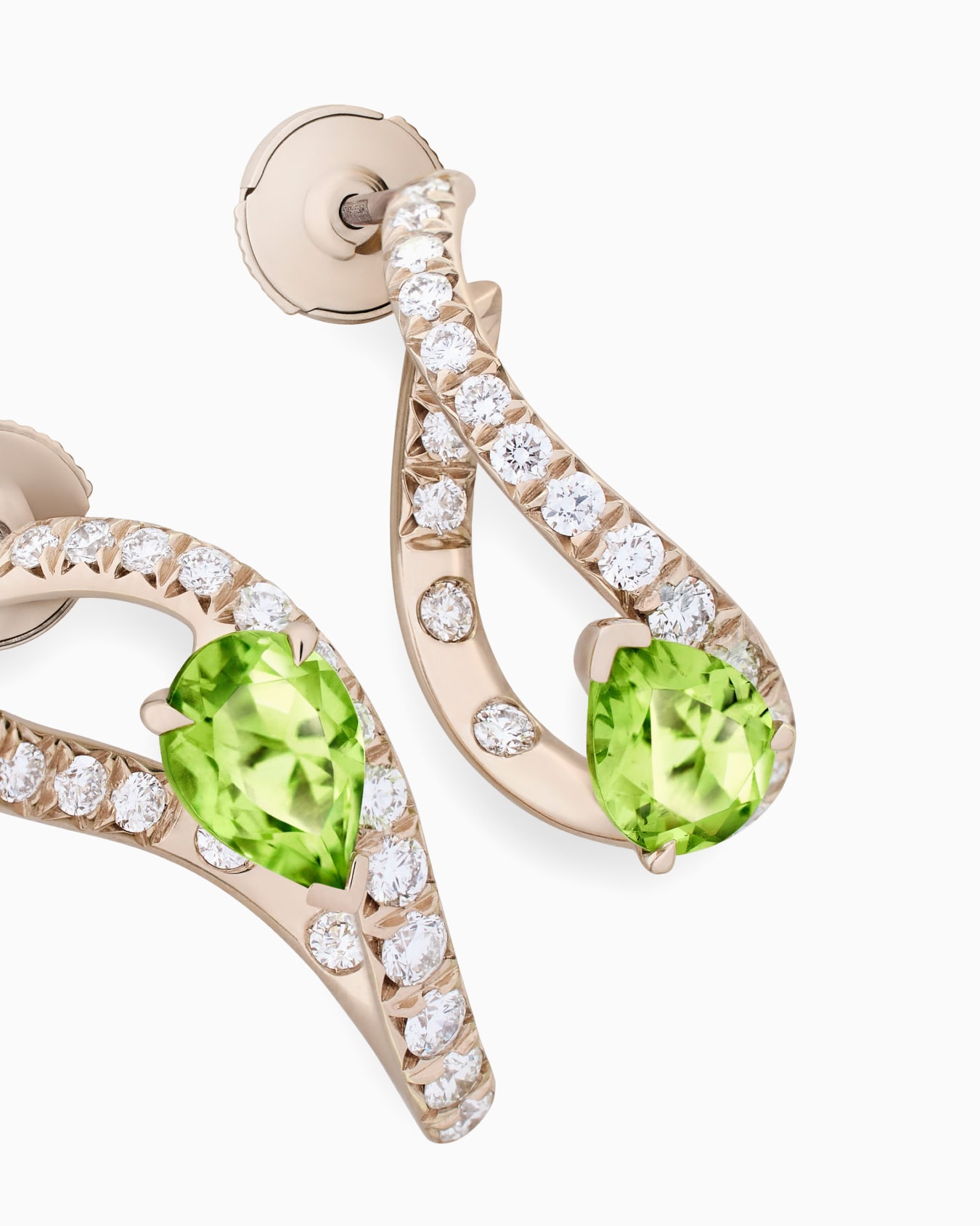 Blanche 18k gold earrings with diamonds and peridot Slide 1