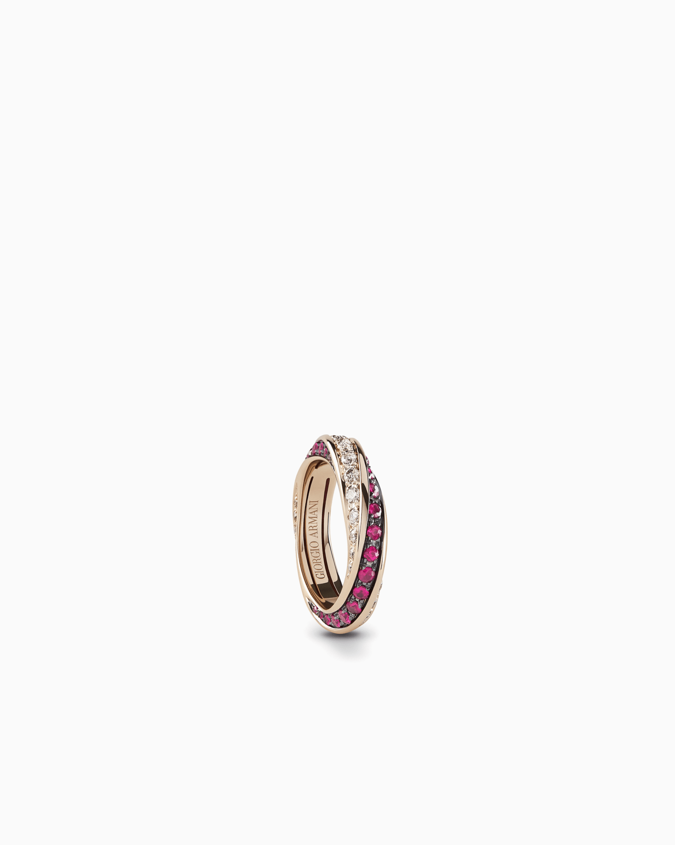 Bague Circle en or blanc 18 carats, diamants et rubis Diapositive 0