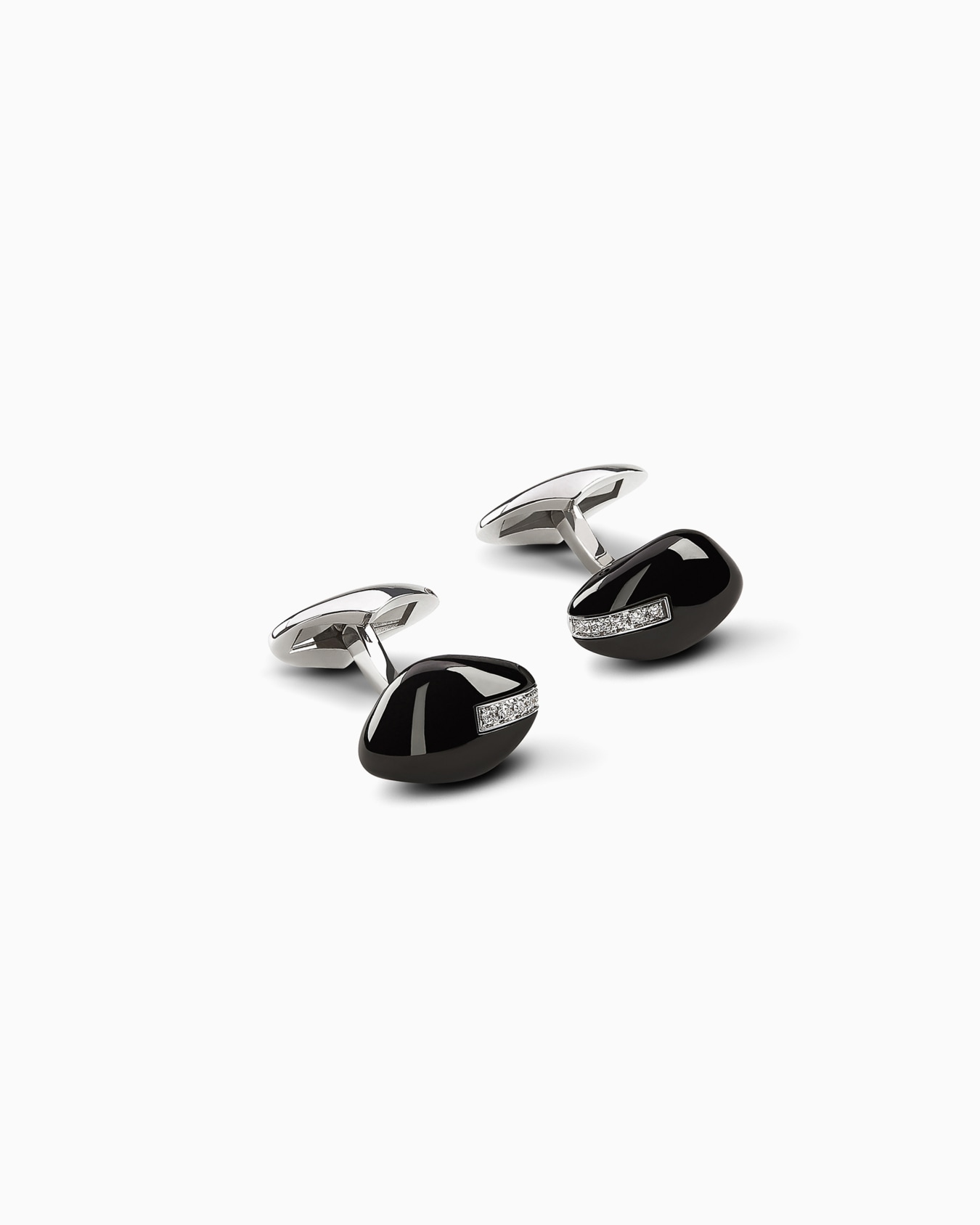 Manschettenknöpfe der Sì-Reihe aus 18 kt Weißgold Diamanten und Onyx Folie 0