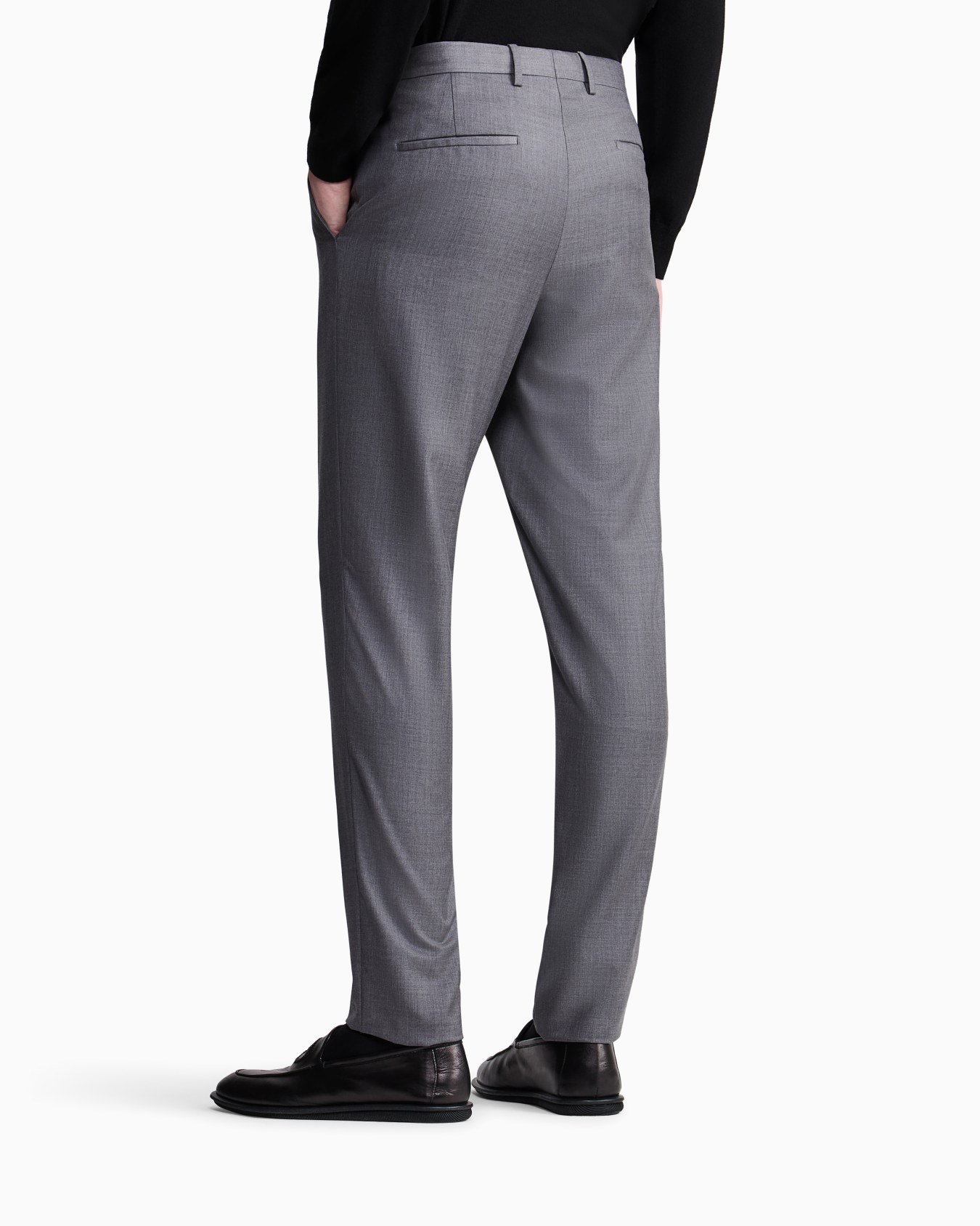 Flat-front trousers in wool and cashmere gabardine Slide 5