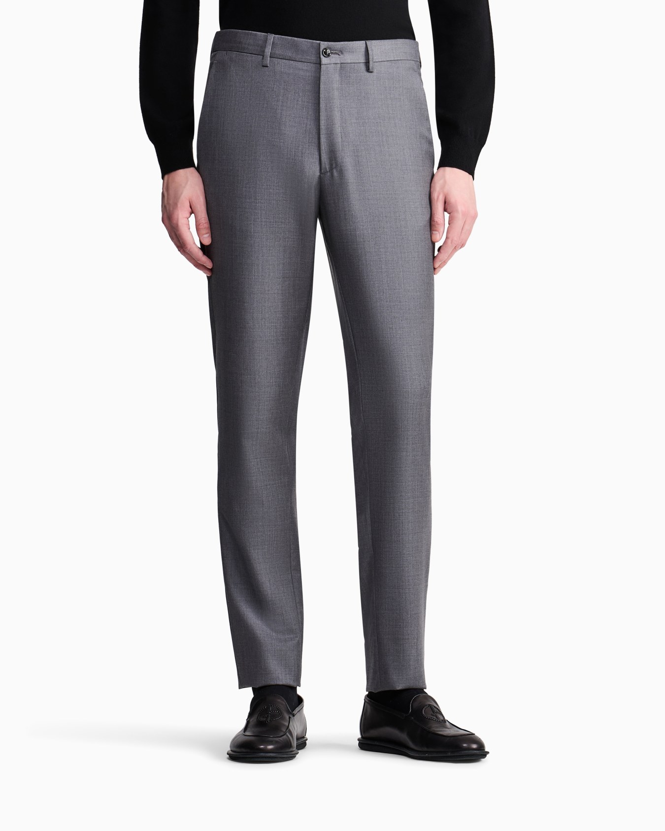 Flat-front trousers in wool and cashmere gabardine Slide 3