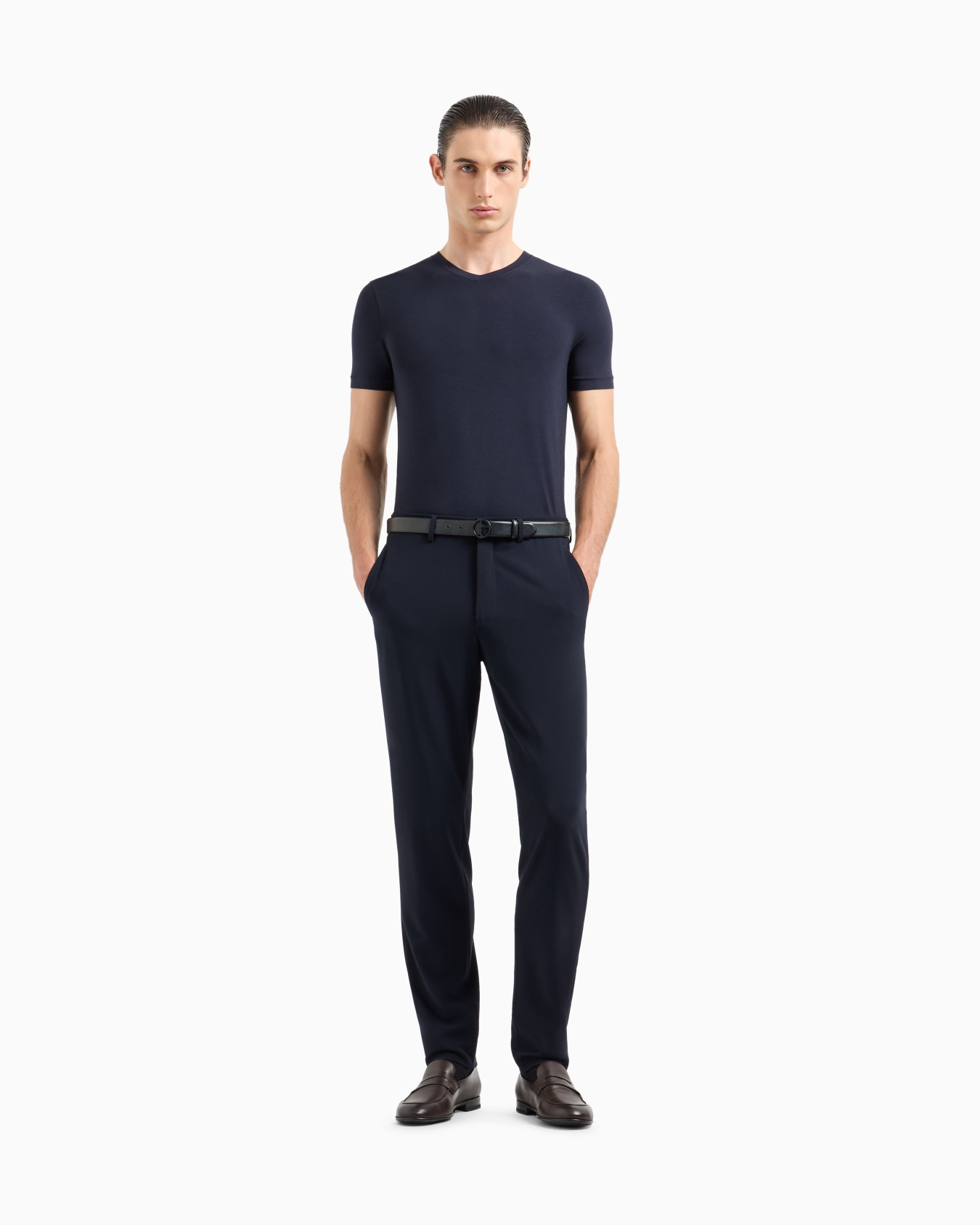 Pantaloni in tela di lana bistretch Slide 1