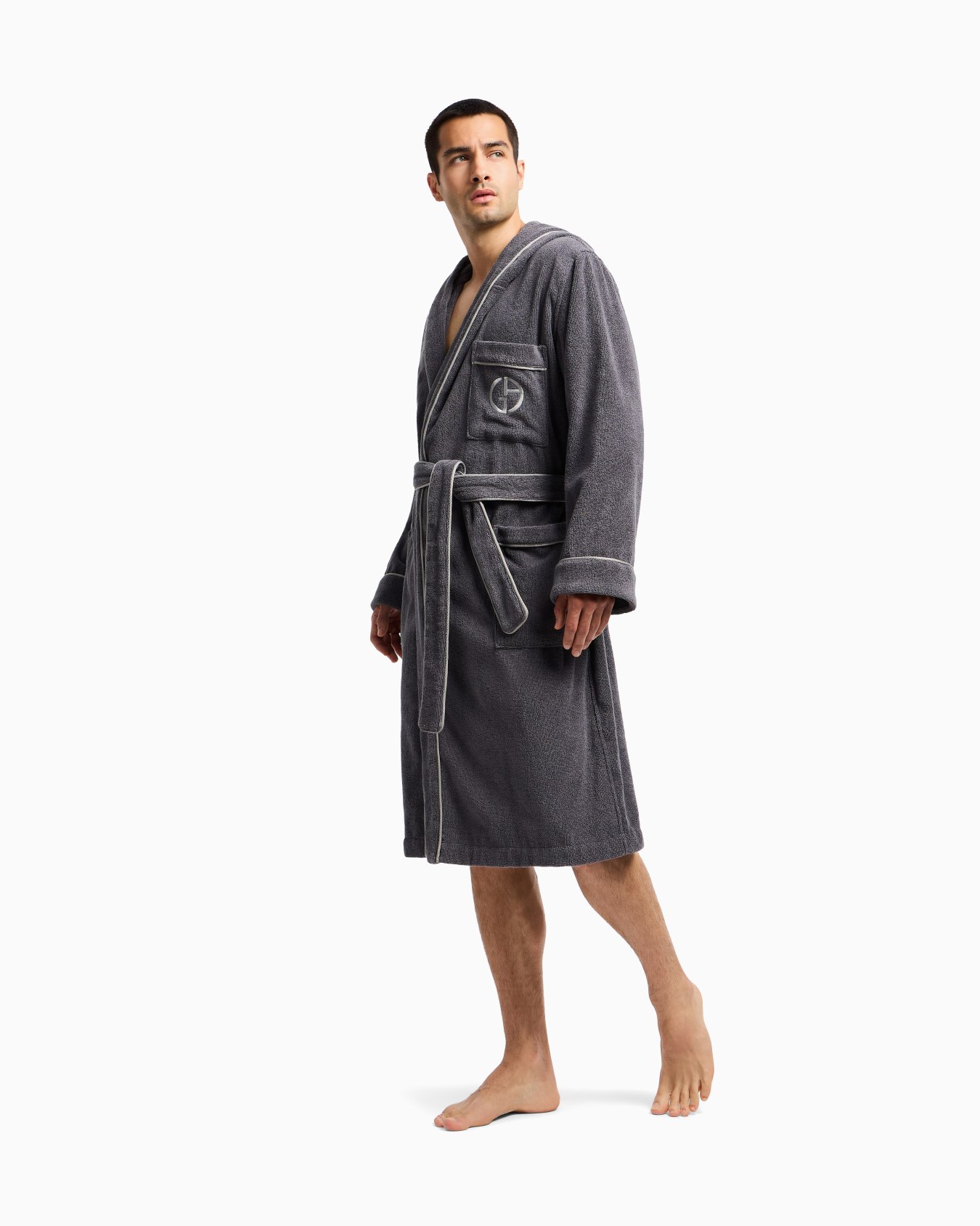 Cotton terry bathrobe Slide 1