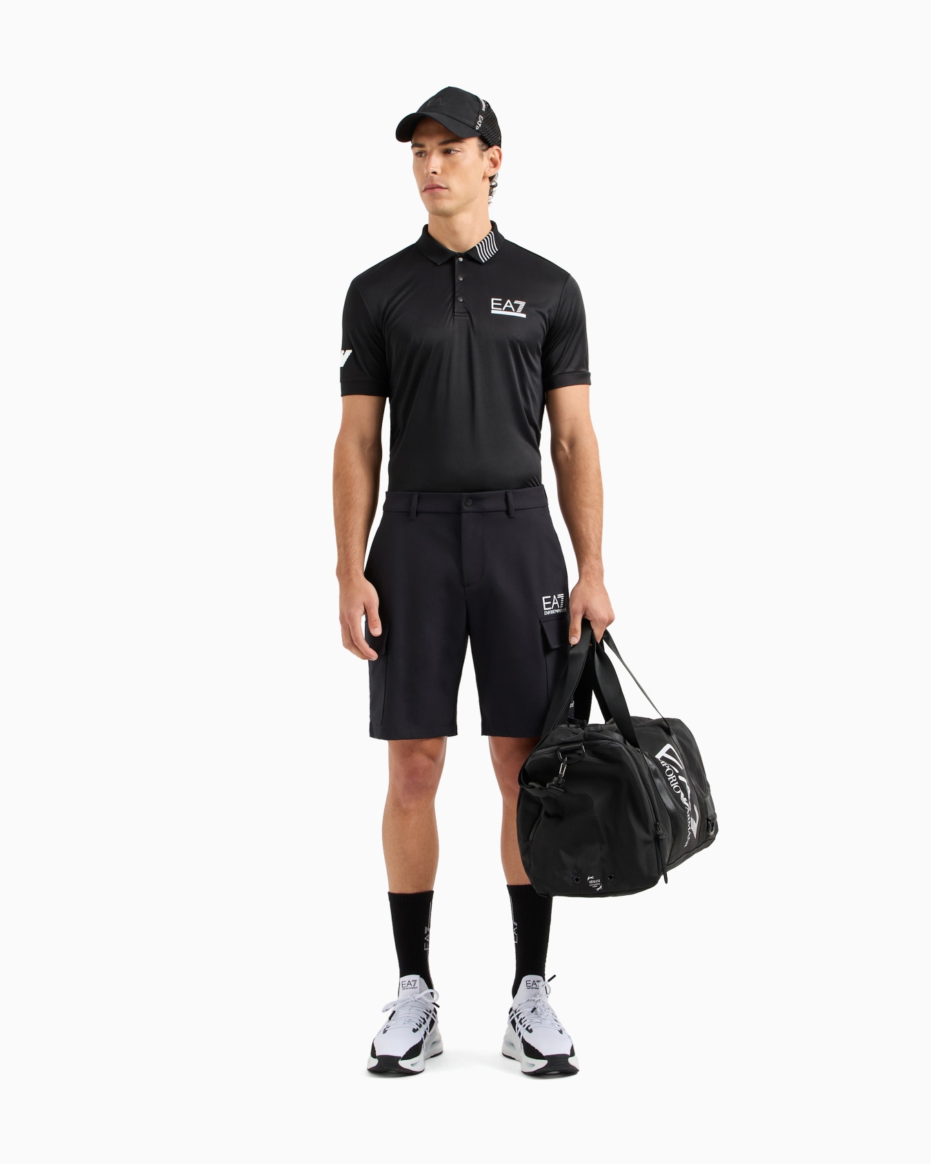 Technical-fabric duffel bag with oversized logo Slide 5