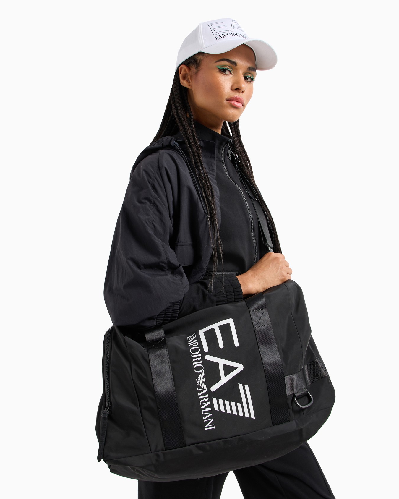 Technical-fabric duffel bag with oversized logo Slide 7