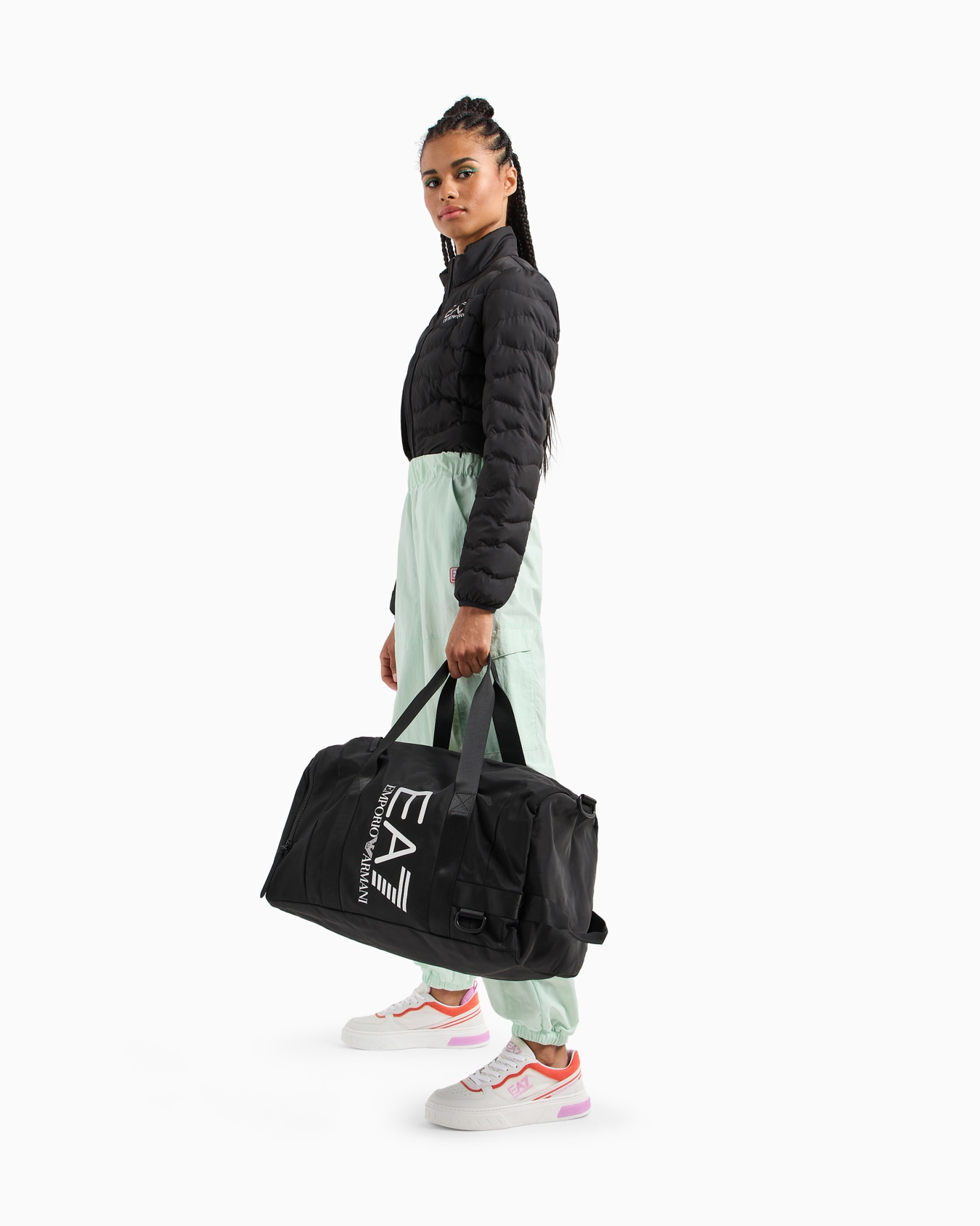 Technical-fabric duffel bag with oversized logo Slide 5