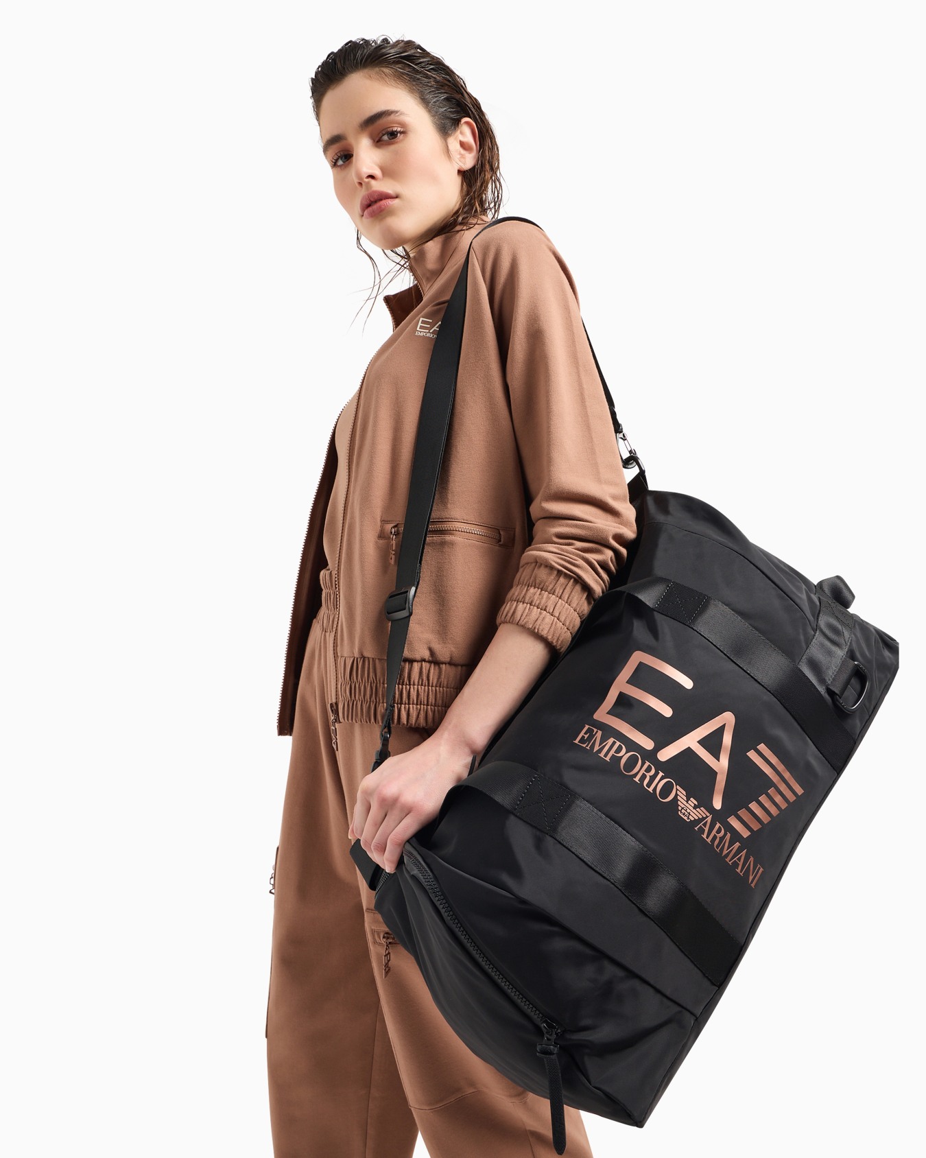 Technical-fabric duffel bag with oversized logo Slide 5