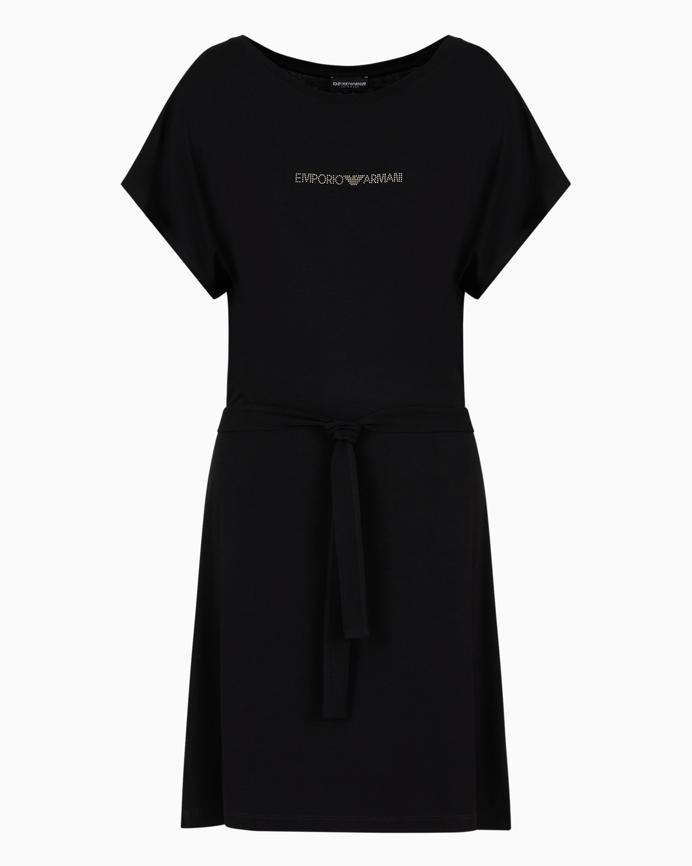 Stretch-viscose beachwear dress with micro-studded logo and sash Diapositiva 0