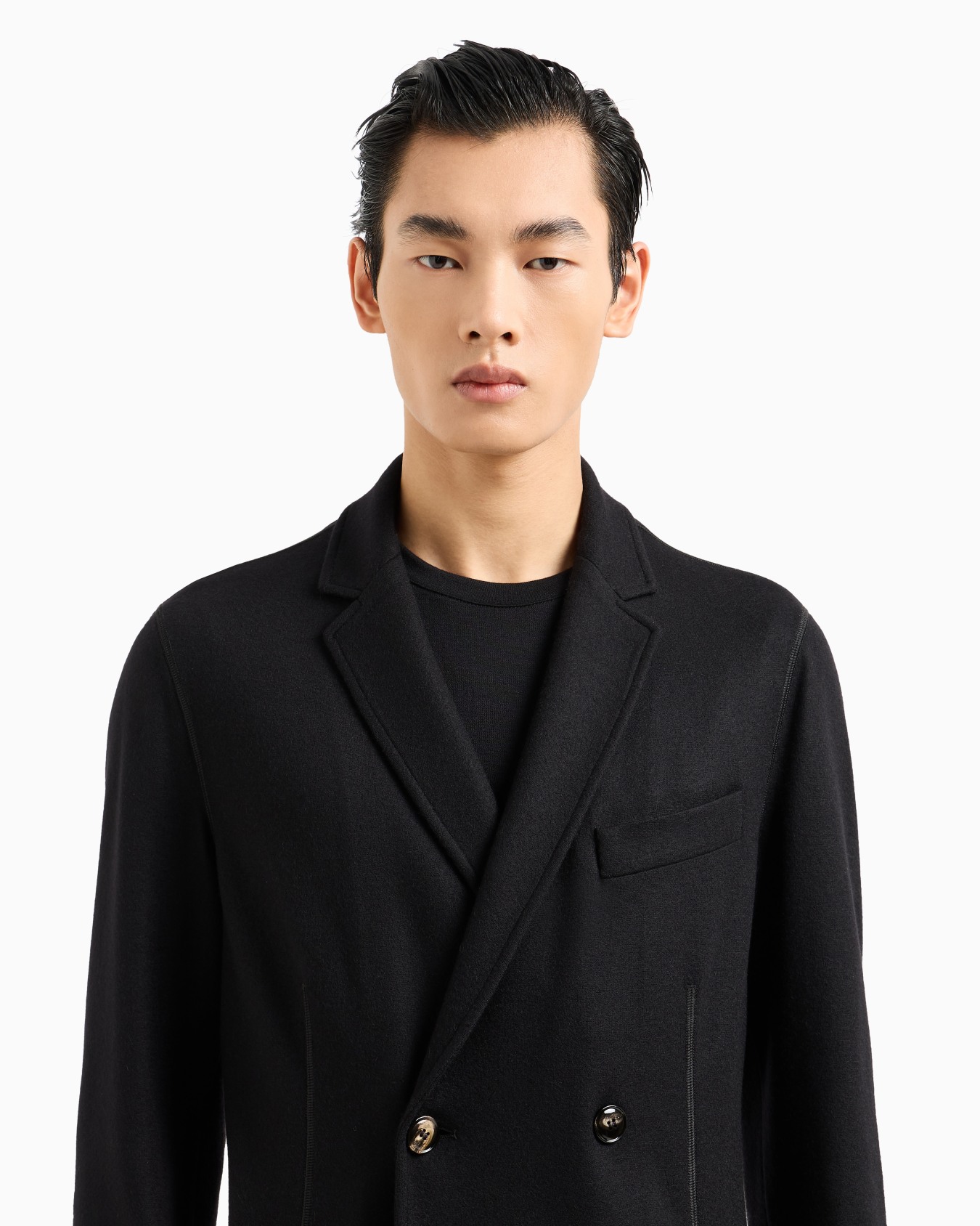 Icon double-breasted jacket in fulled cashmere interlock Slide 4