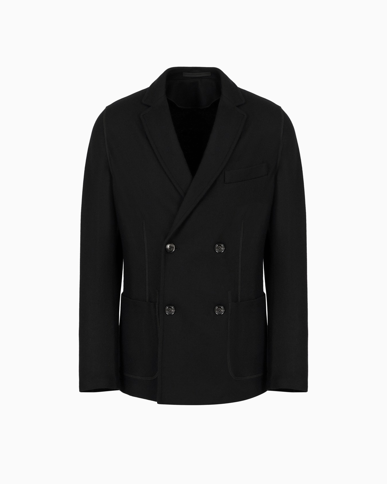 Icon double-breasted jacket in fulled cashmere interlock Slide 0