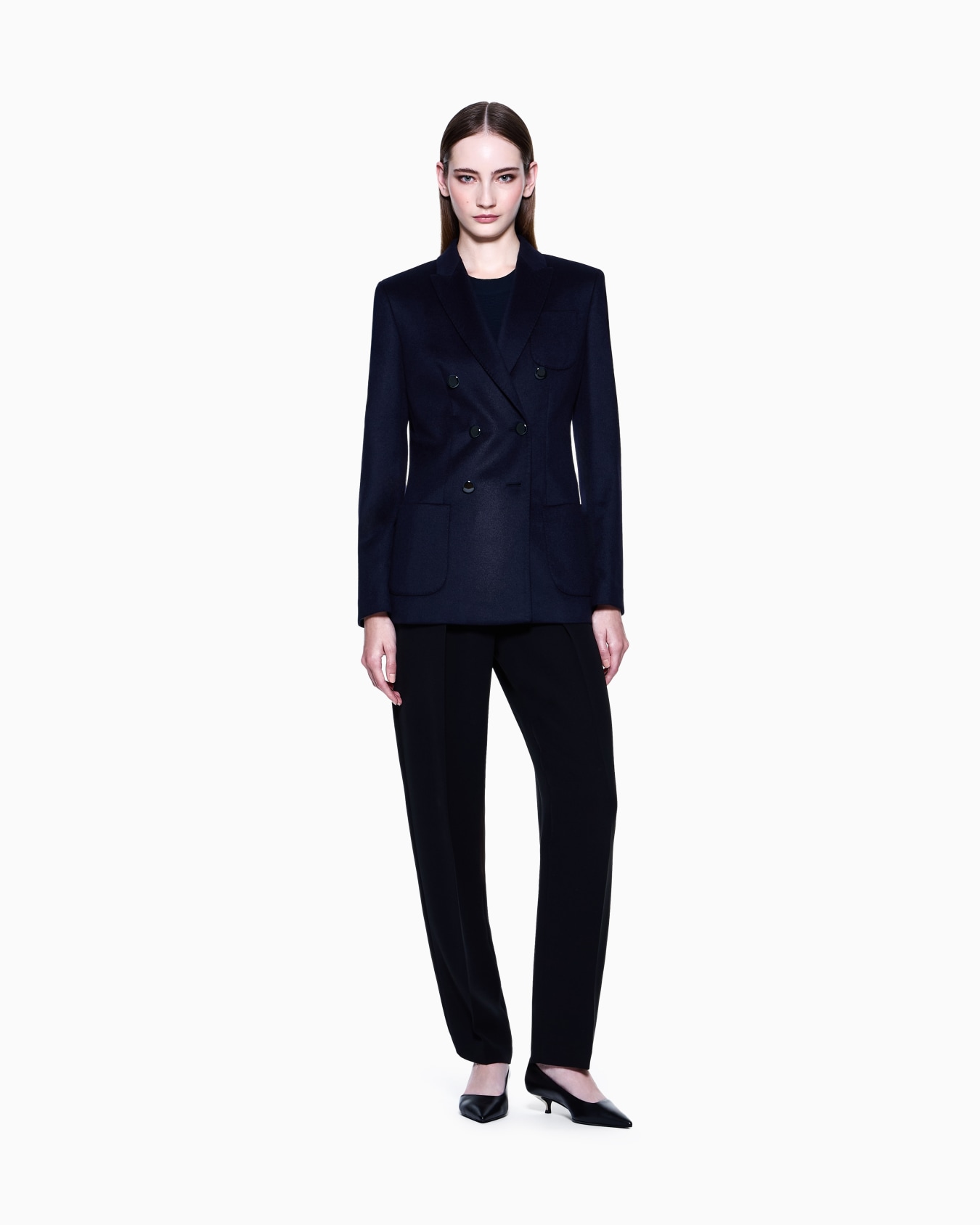 Double-breasted jacket in virgin wool and cashmere Slide 1