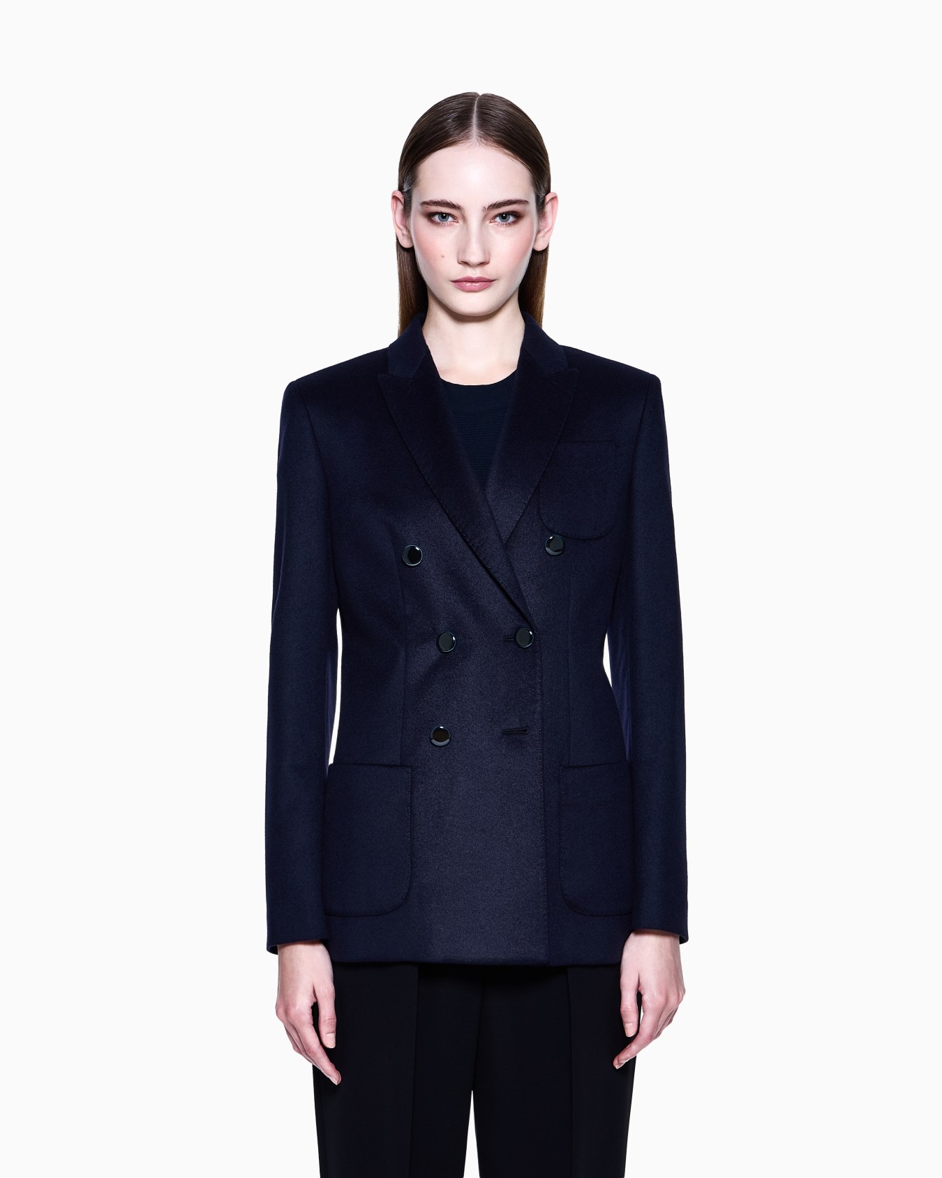 Double-breasted jacket in virgin wool and cashmere Slide 3