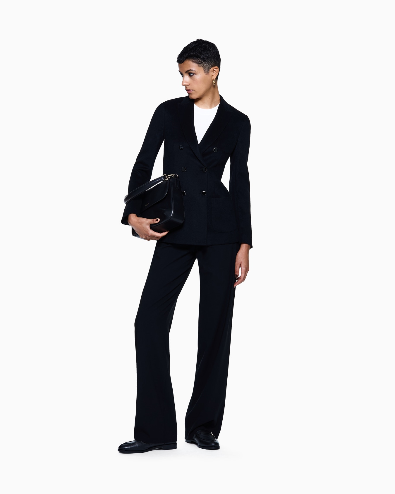 Double-breasted jacket in virgin wool and cashmere Slide 1