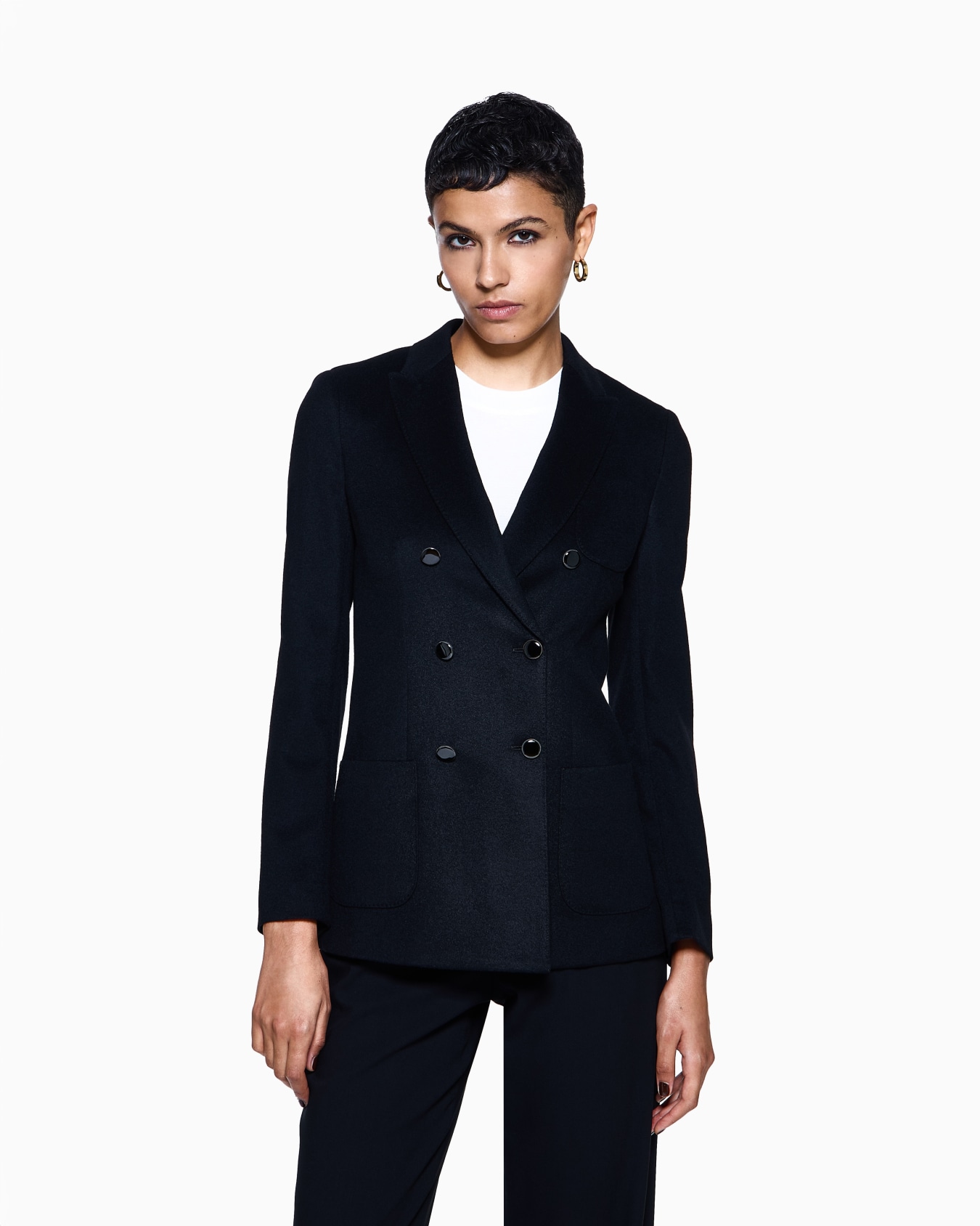 Double-breasted jacket in virgin wool and cashmere Slide 3