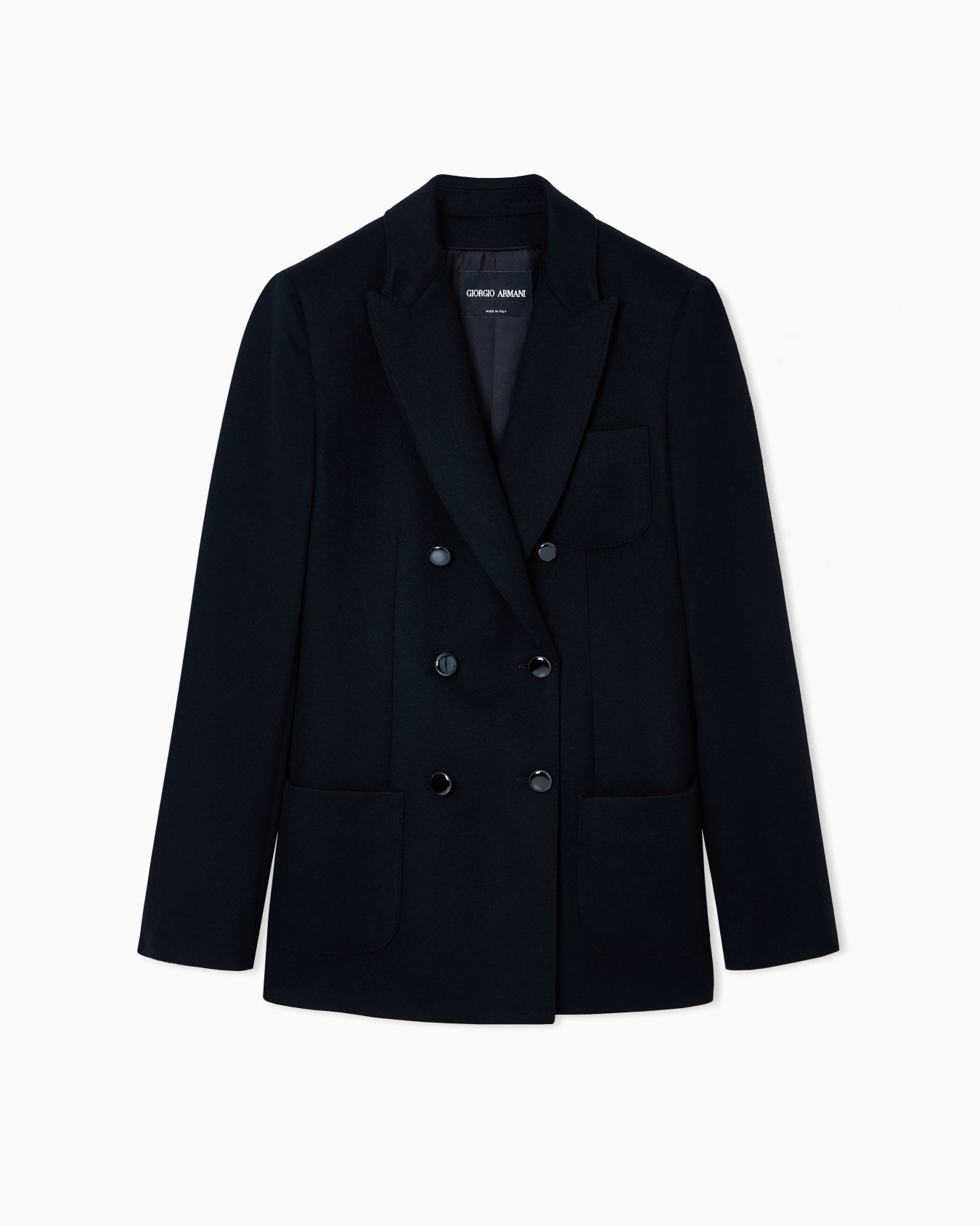 Double-breasted jacket in virgin wool and cashmere Slide 0