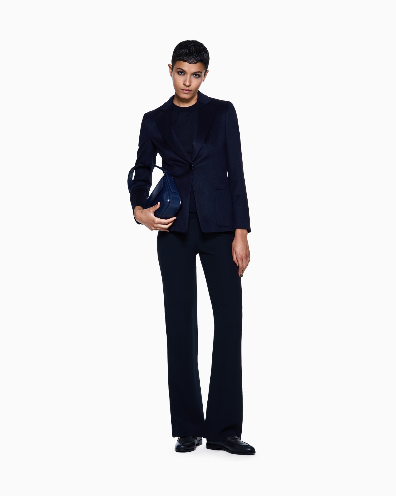 Single-breasted jacket in virgin wool and cashmere Slide 1