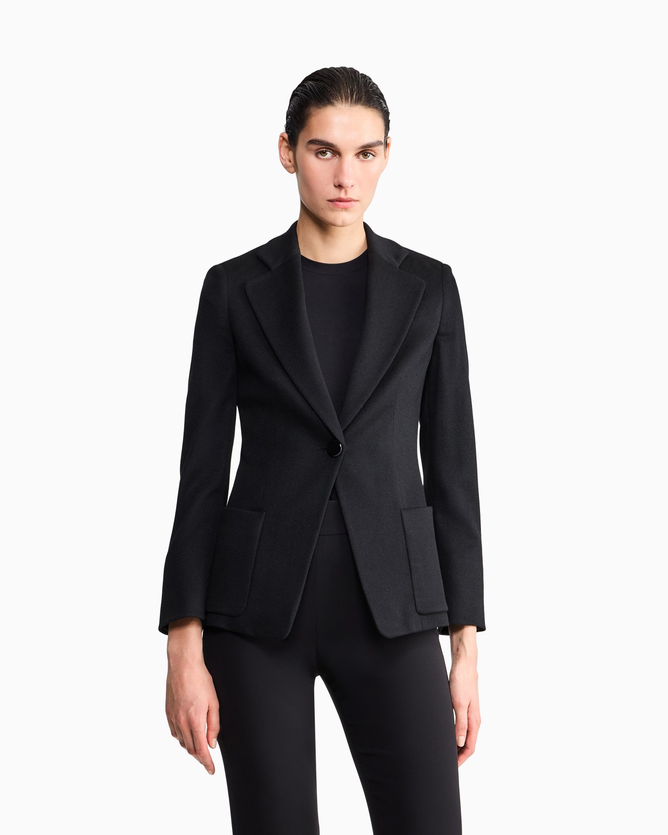 Veste à simple boutonnage en laine vierge et cachemire Diapositive 3