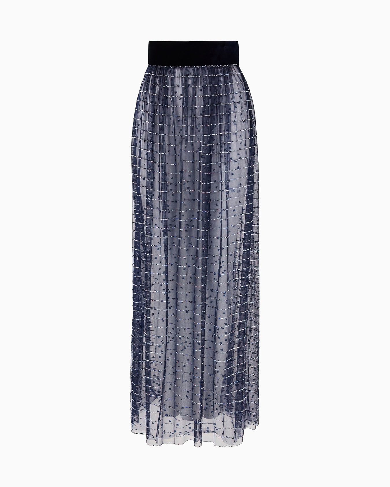 Embroidered tulle long skirt Slide 0