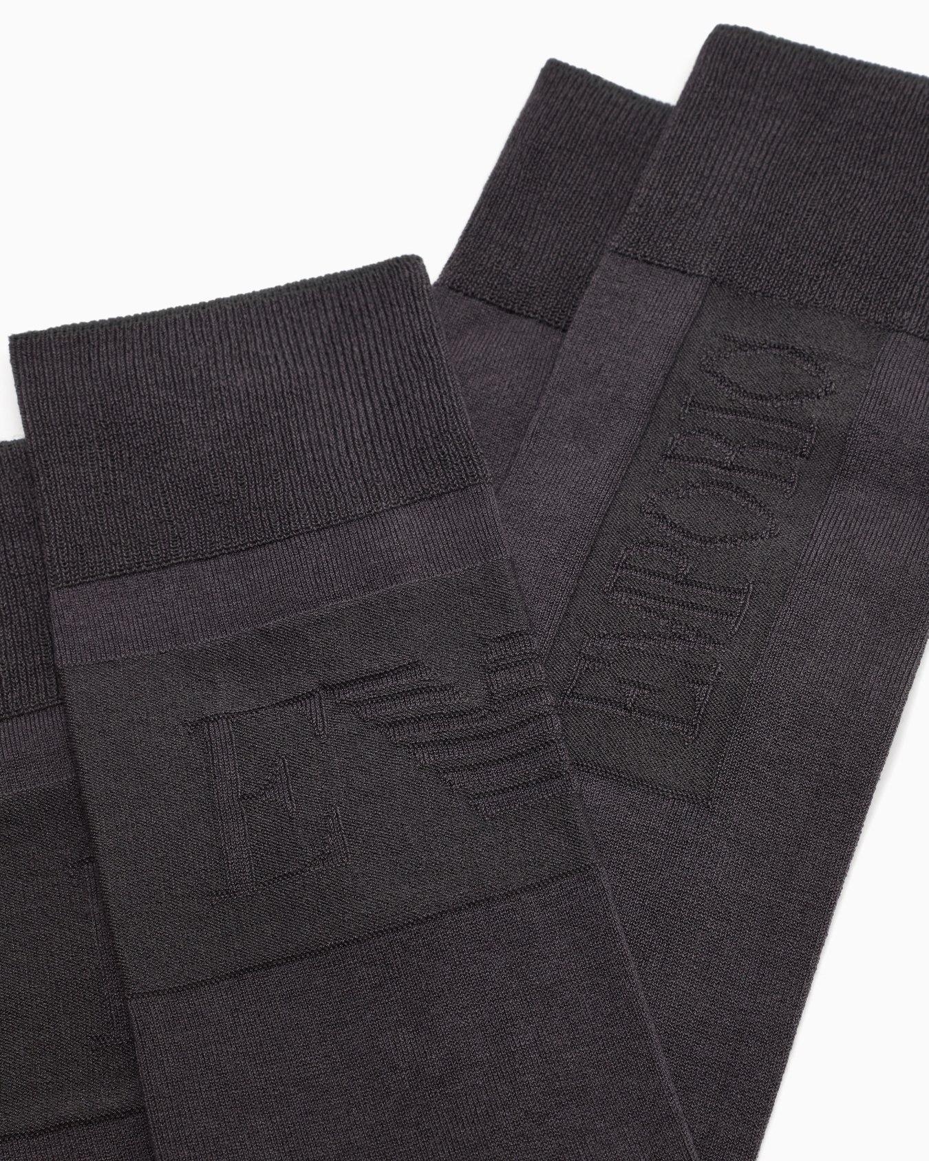 Paquete de dos pares de calcetines altos de algodón mercerizado con logotipo en intarsia Diapositiva 1
