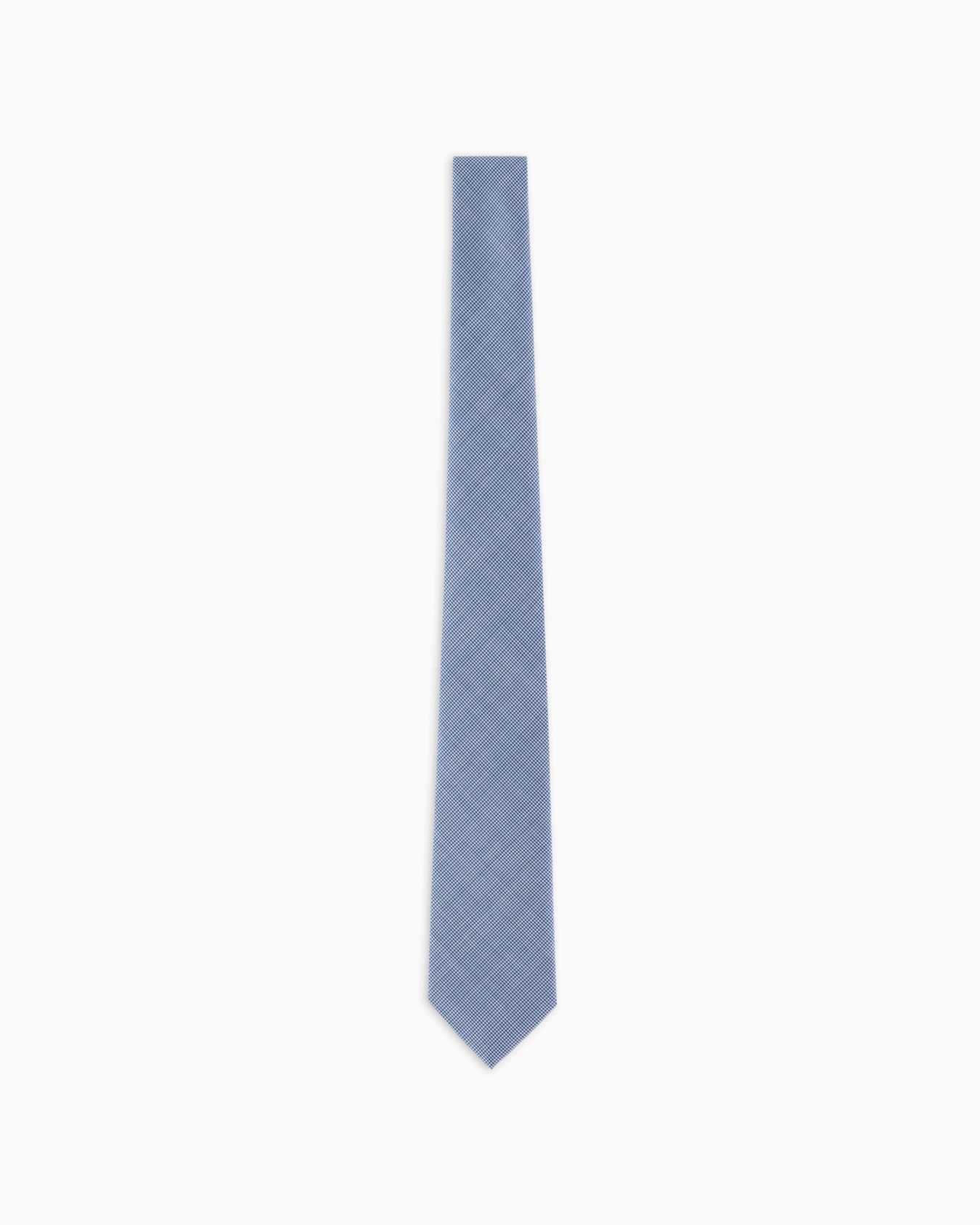 Micro-houndstooth jacquard wool tie Slide 0