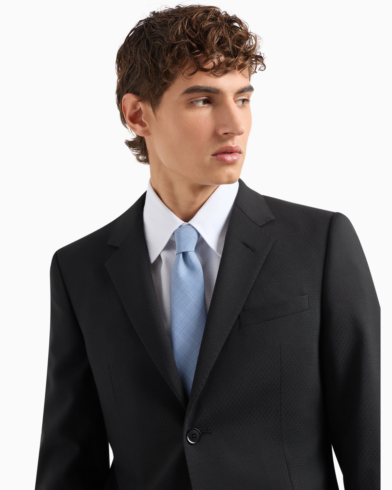 Micro-houndstooth jacquard wool tie Slide 2