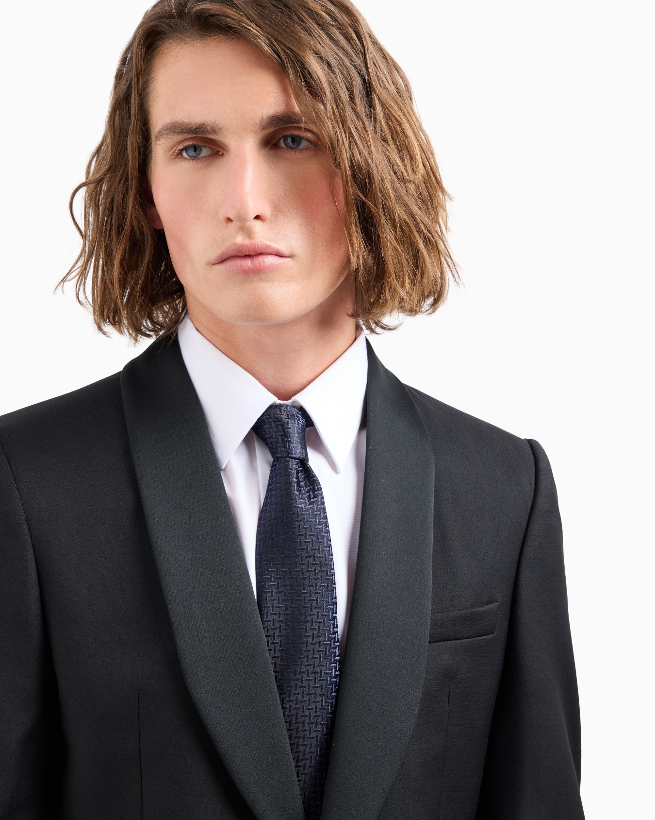 Corbata en mezcla de seda con motivo chevrón en tejido jacquard Diapositiva 2