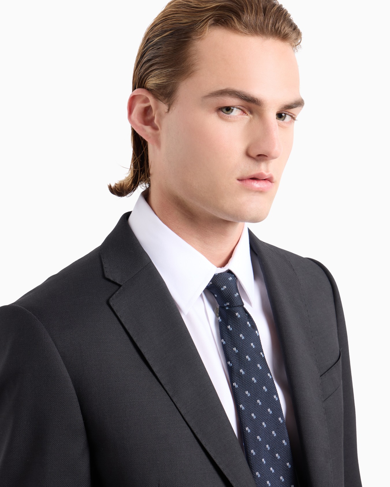 Pure silk tie with jacquard micro-motif Slide 2