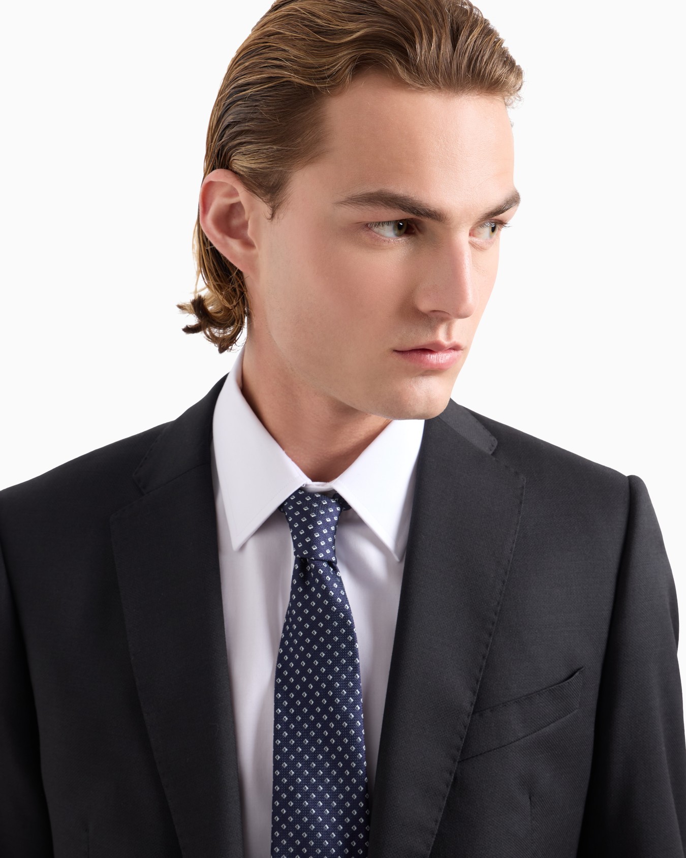 Corbata de seda pura con microcuadros de tejido jacquard Diapositiva 2