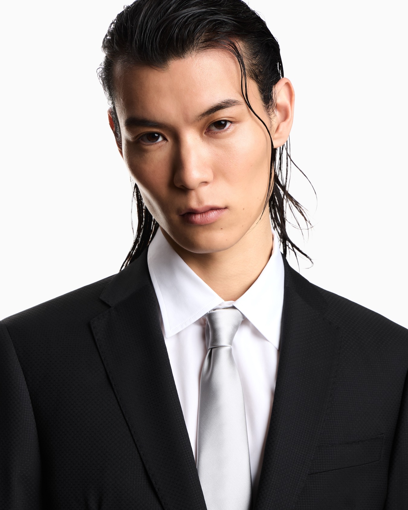 Pure silk tie with jacquard micro-motif Slide 2