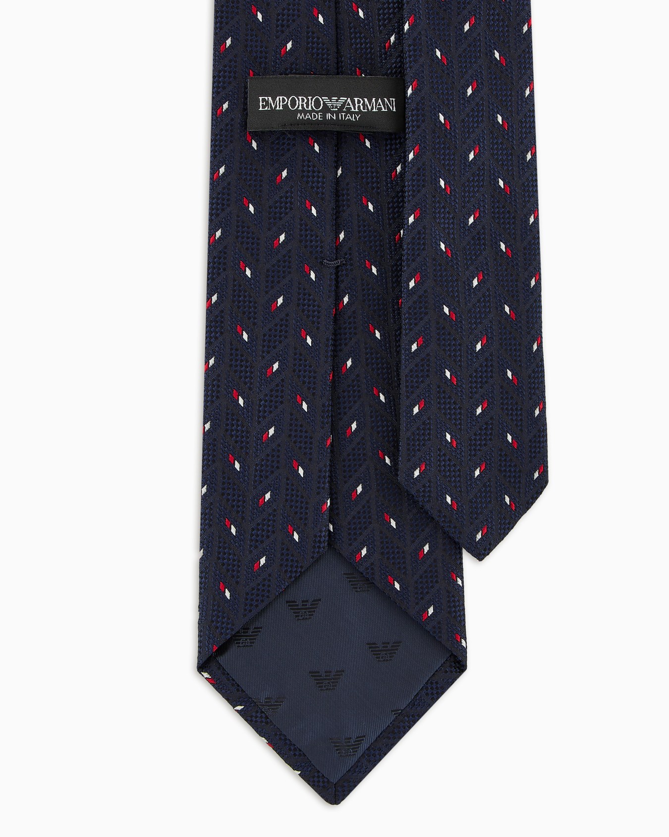 Pure silk tie with jacquard chevron motif Slide 1