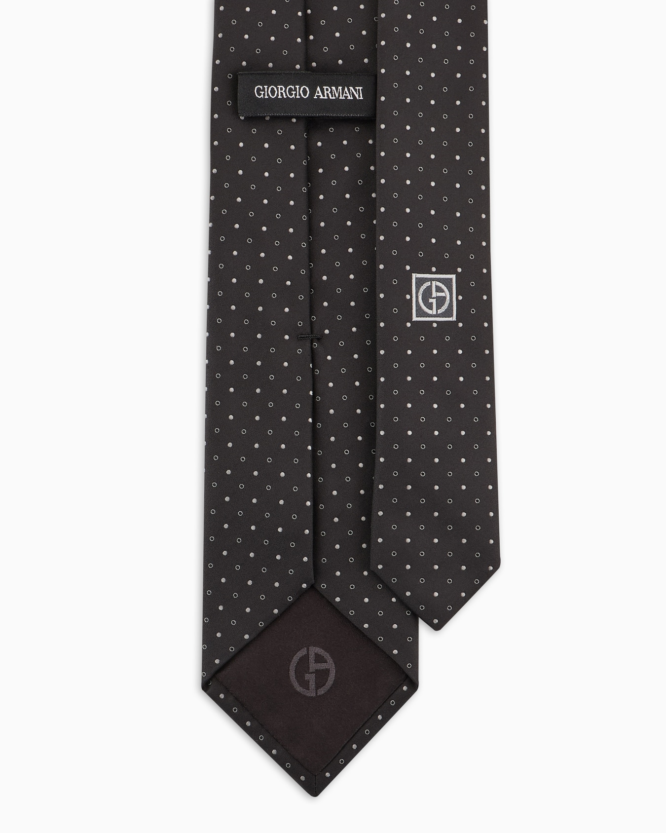 Silk tie with micro jacquard polka dots Slide 1