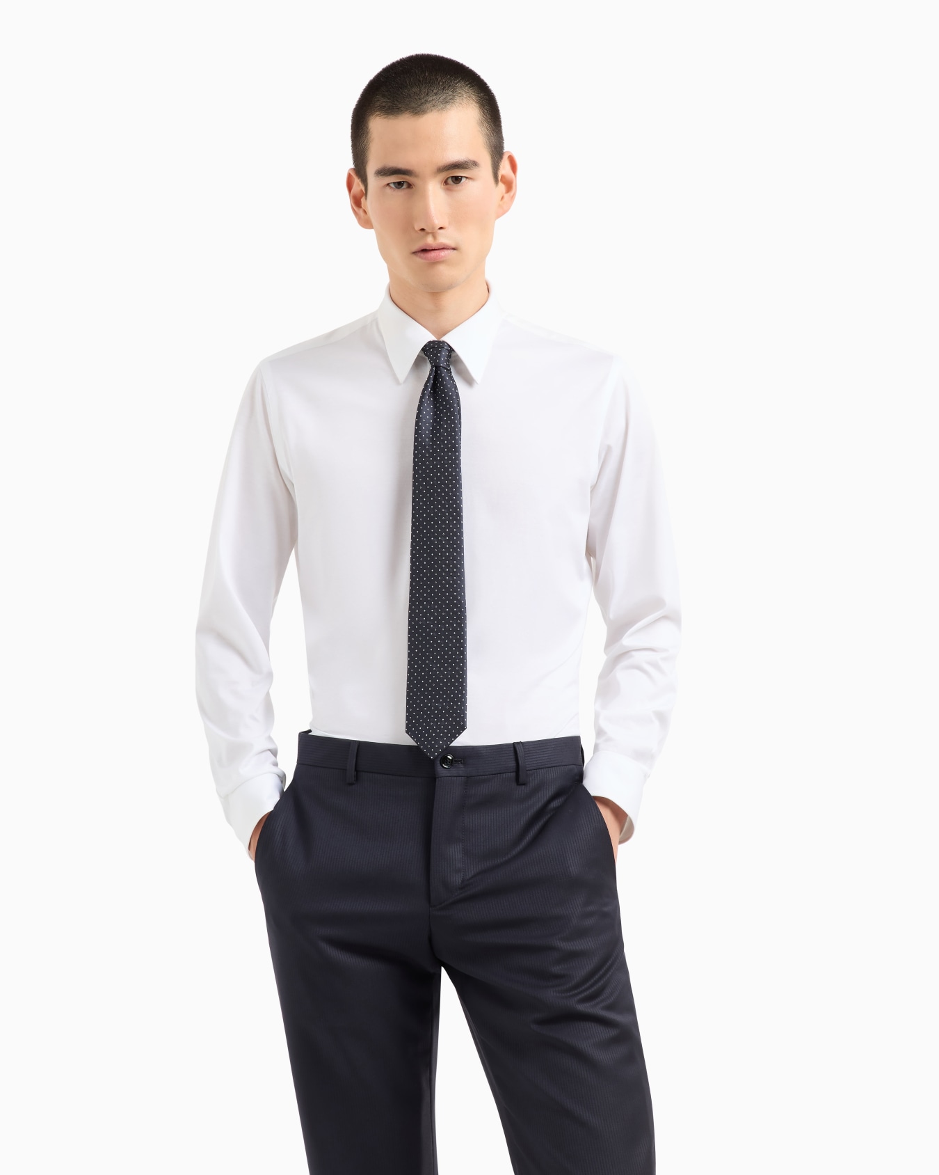 Silk tie with micro jacquard polka dots Slide 2