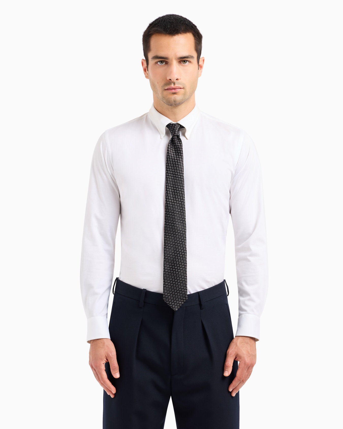 Corbata de seda con motivo geométrico en tejido jacquard Diapositiva 2