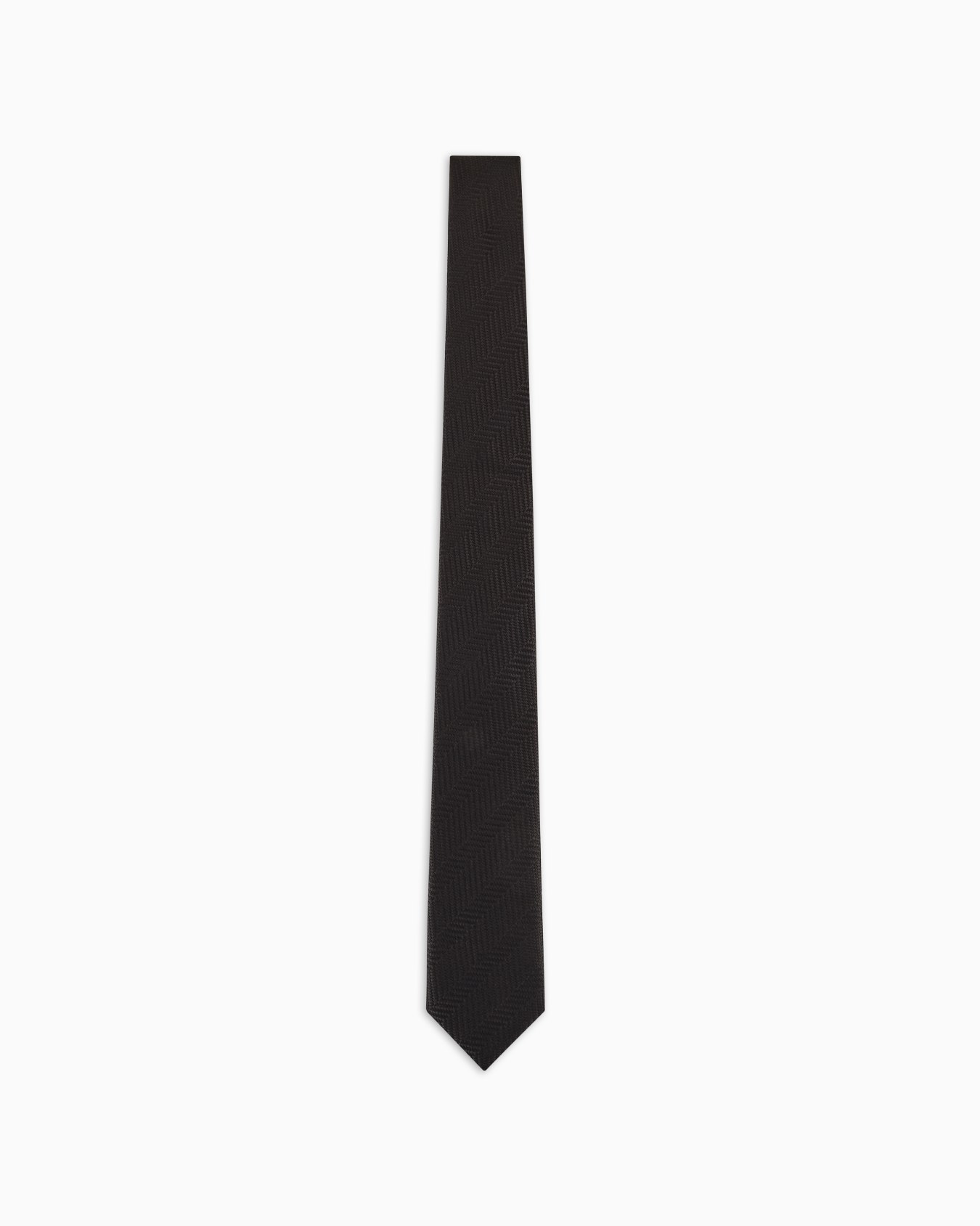 Silk tie with jacquard chevron motif Slide 0