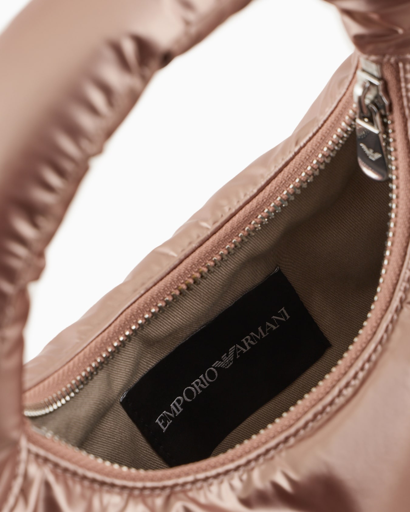 Shiny, padded nylon hobo bag with logo Slide 3