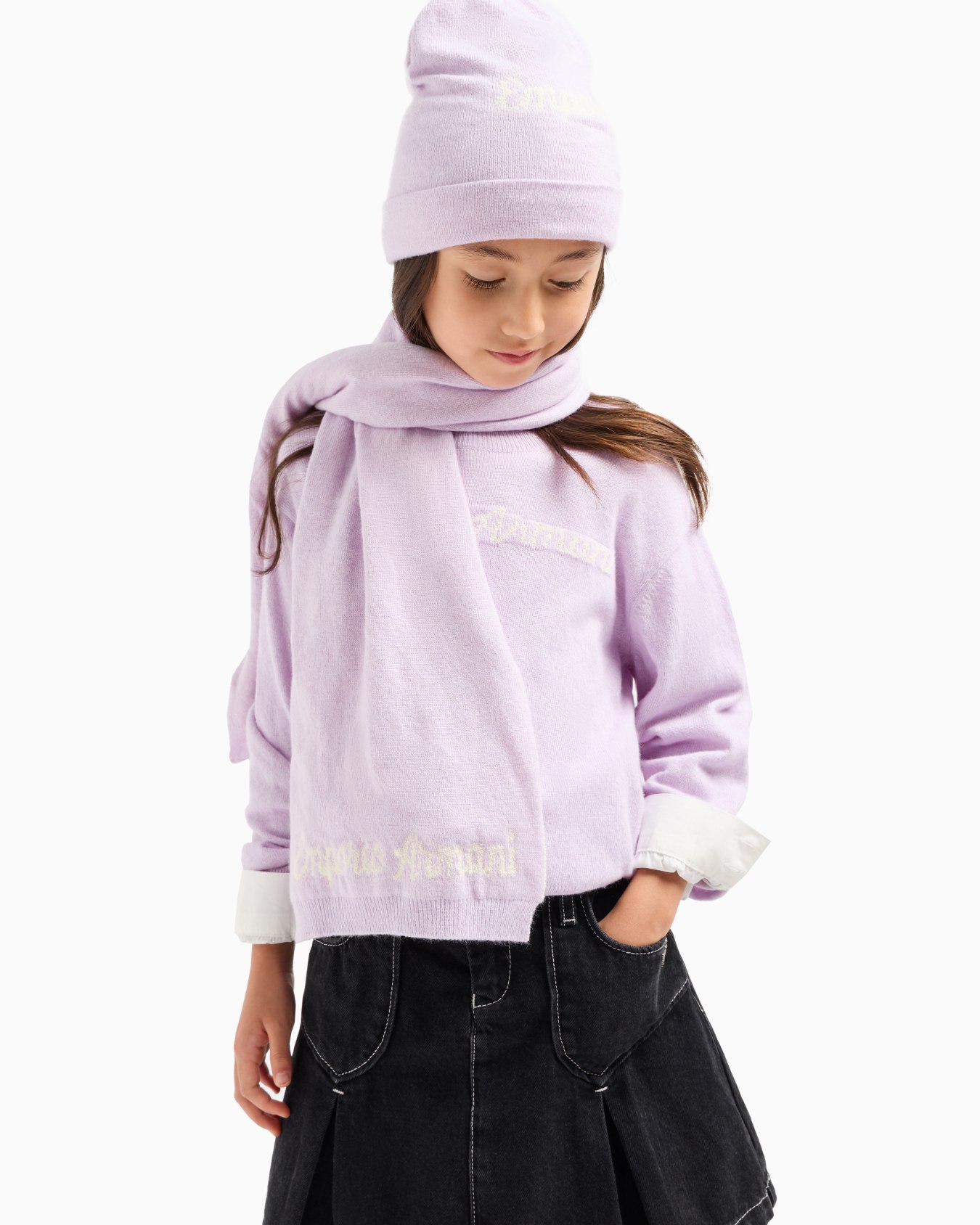Cotton and wool-blend scarf with oversized jacquard logo Slide 2