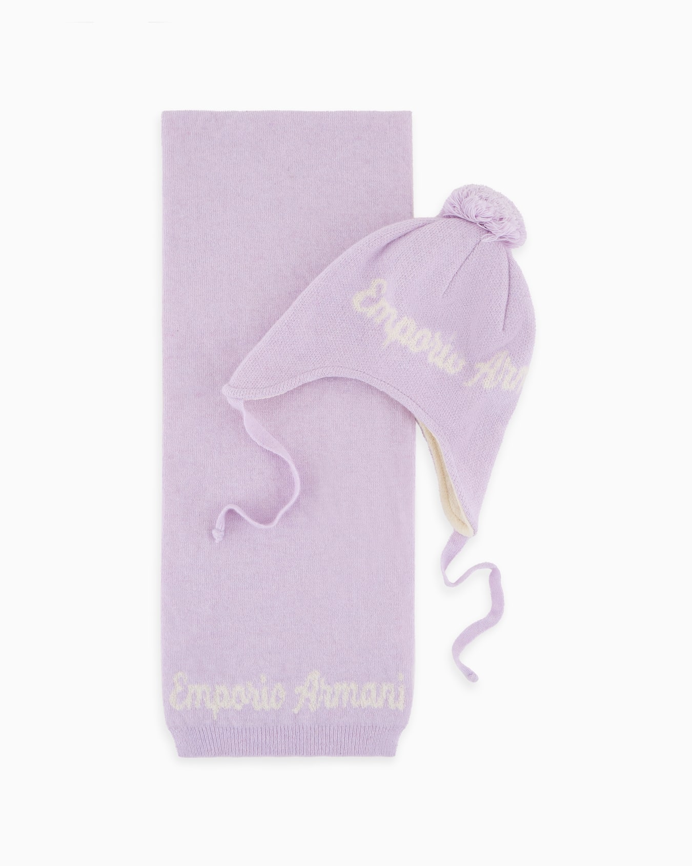 Beret and scarf set with jacquard logo Slide 0