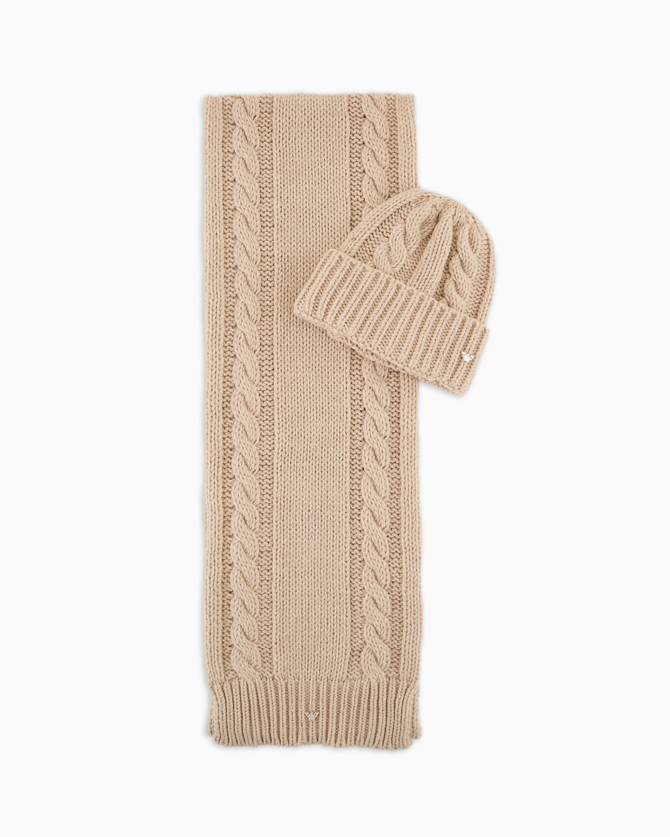 Cable-knit wool beanie and scarf set Slide 0
