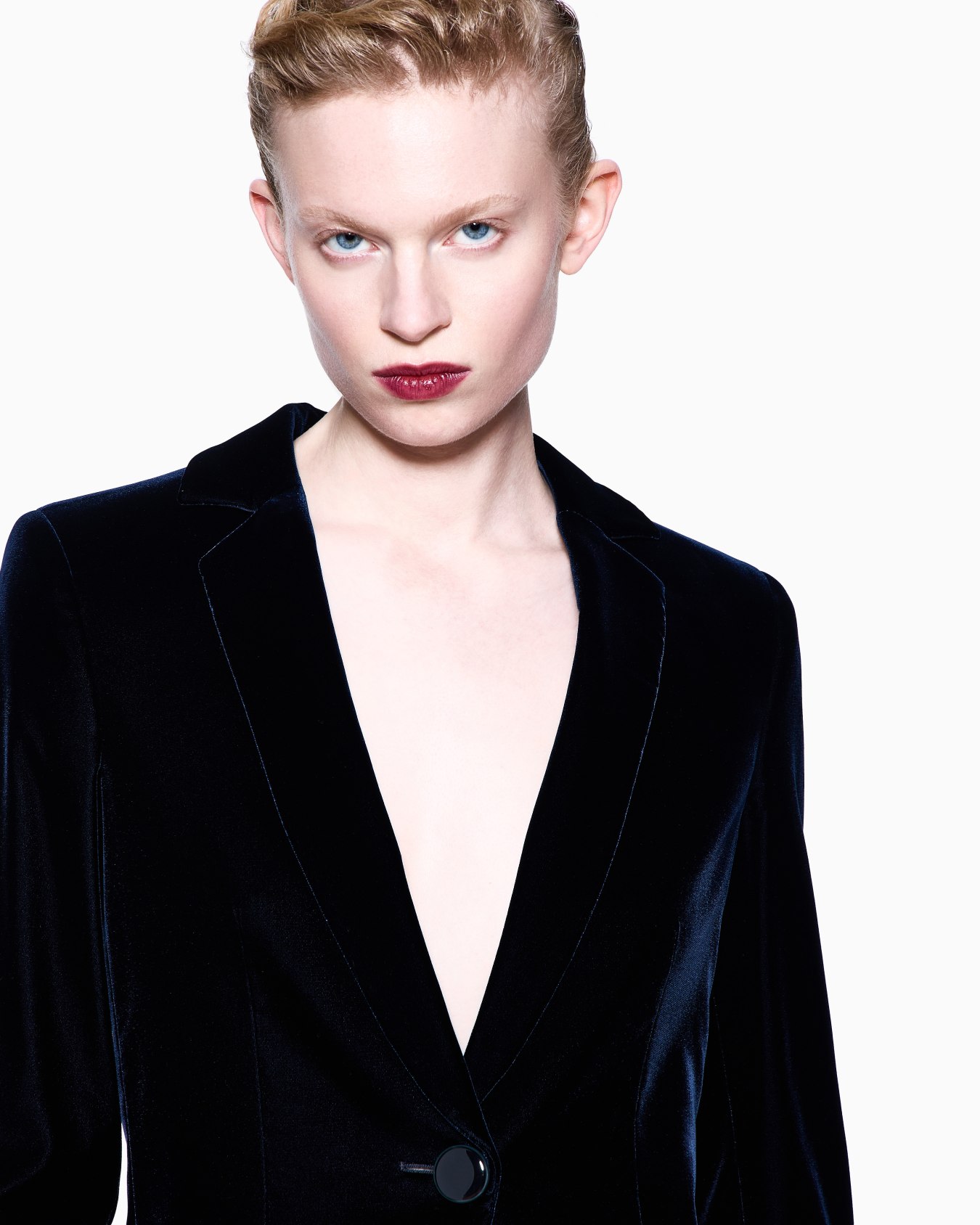 Single-breasted jacket in stretch velvet Slide 4