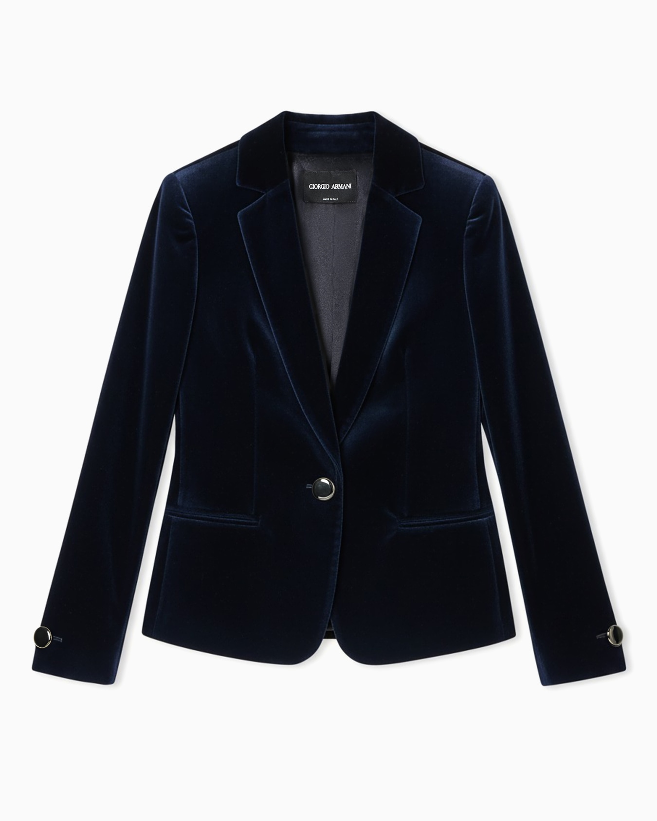 Single-breasted jacket in stretch velvet Slide 0