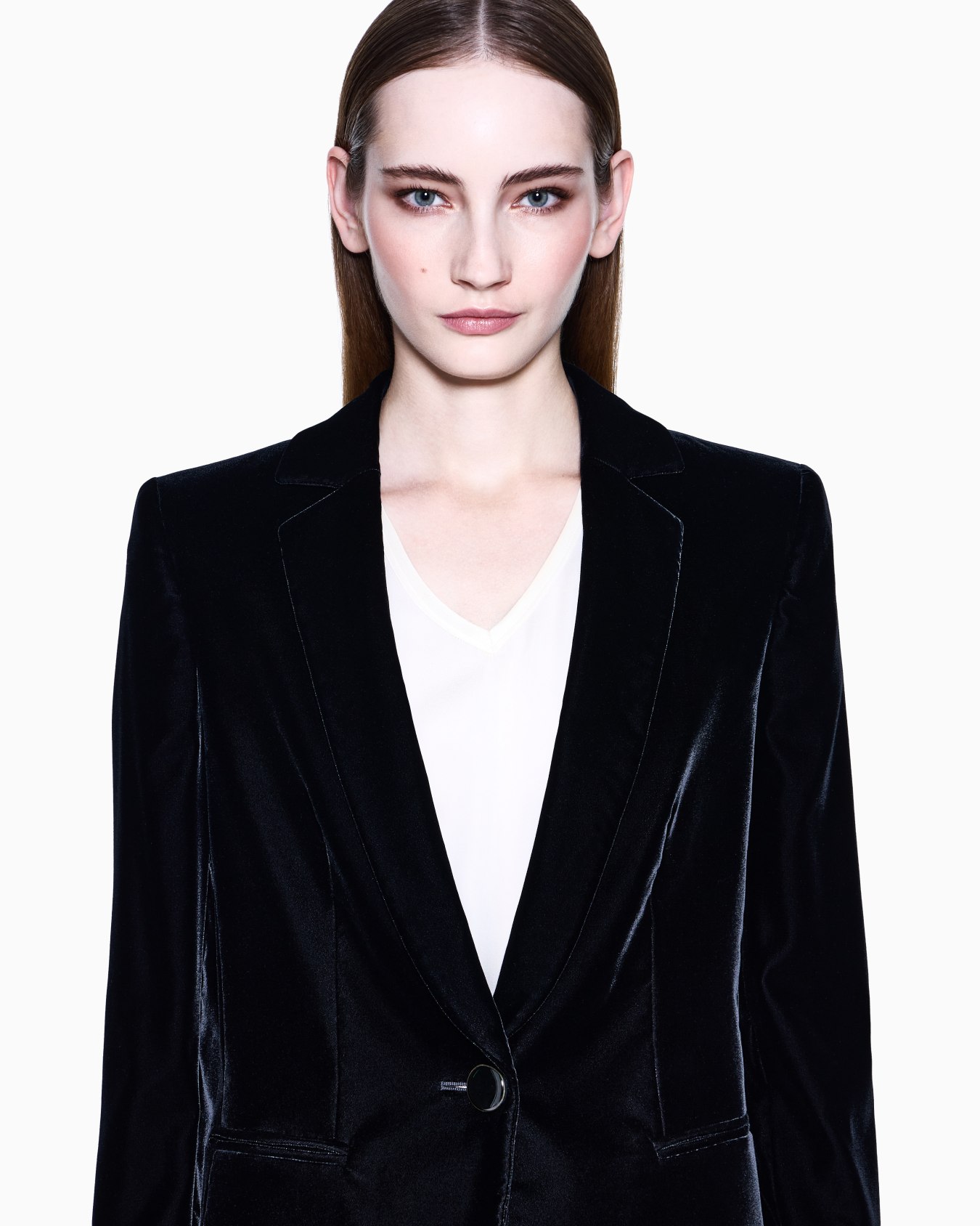 Single-breasted jacket in stretch velvet Slide 4