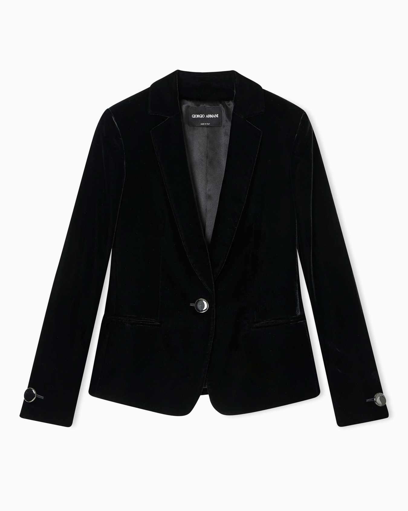 Single-breasted jacket in stretch velvet Slide 0